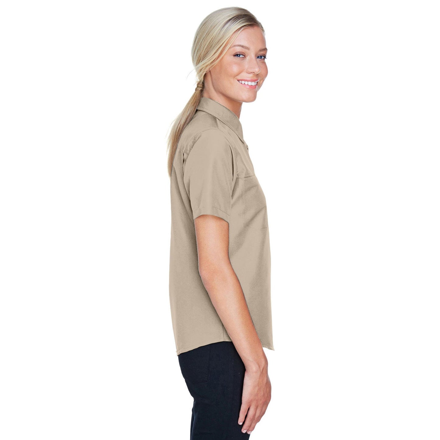Black Button Up Shirts - Harriton - Short Sleeve Performance