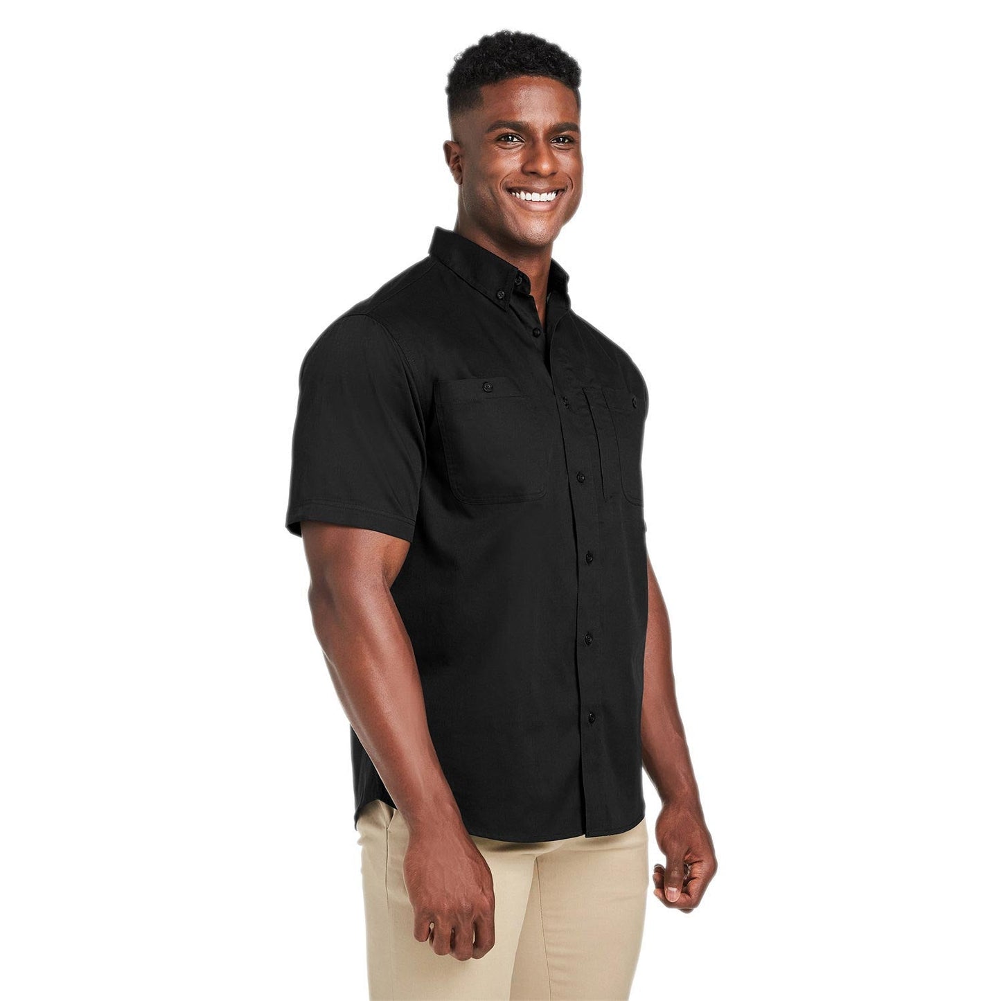 Black Button Up Shirt - Harriton - Wrinkle Resistant