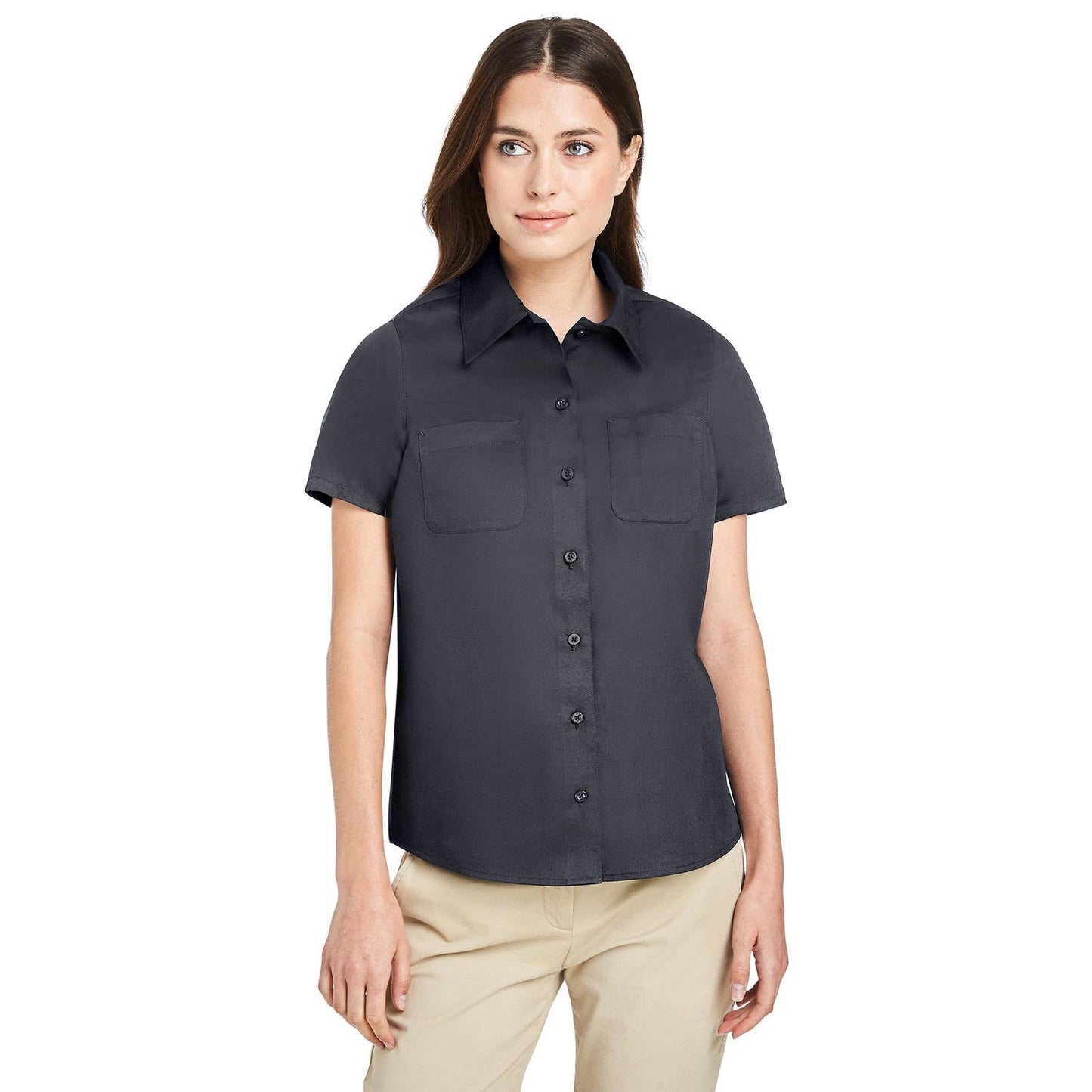 Black Button Up Shirt - Harriton - Wrinkle Resistant