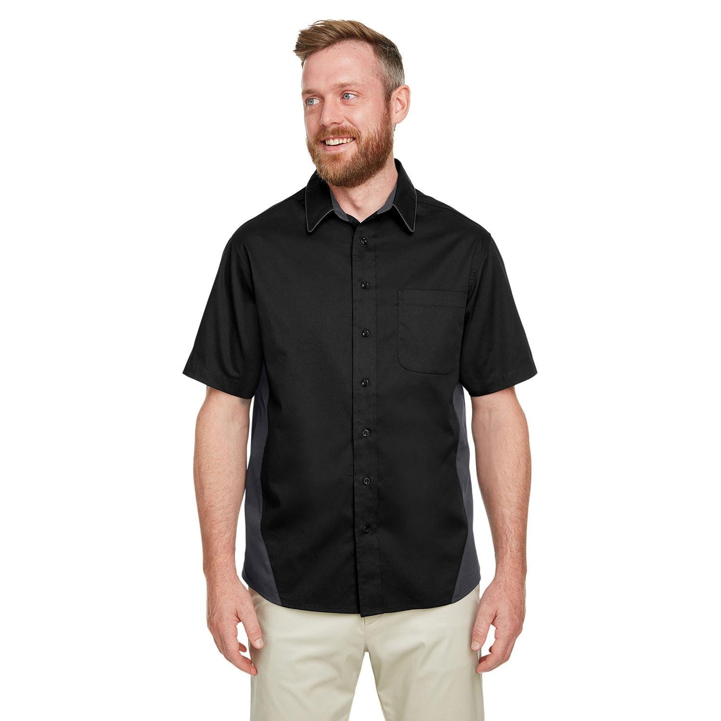 Black Charcoal Button Up Shirt - Harriton - Short Sleeve