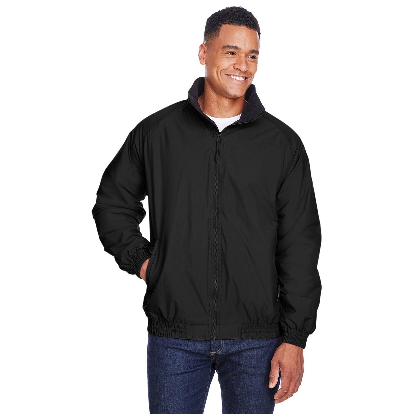 Black/Black Jacket - Harriton - Fleece Lined Nylon