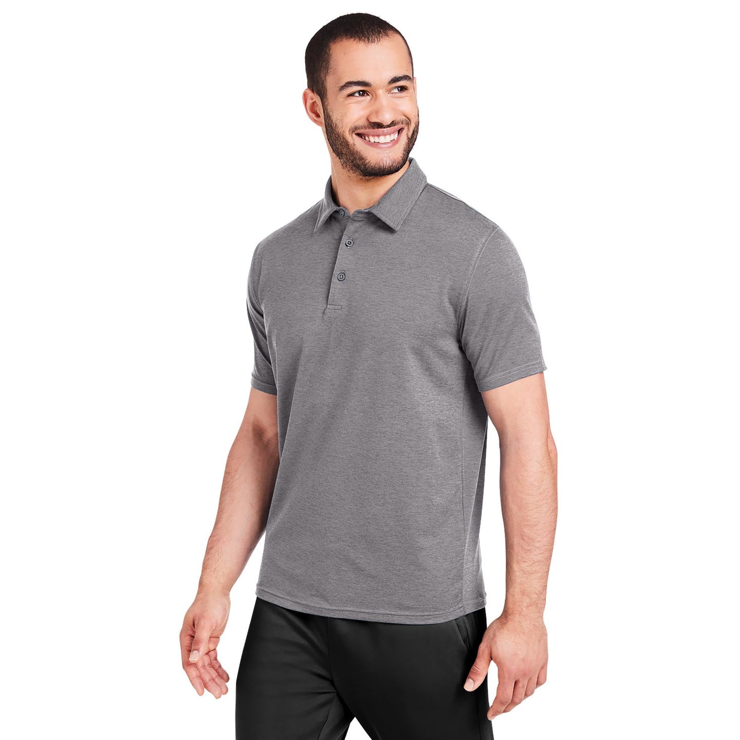 Black Polo Shirts - Glyder - Marbled Jersey Fabric