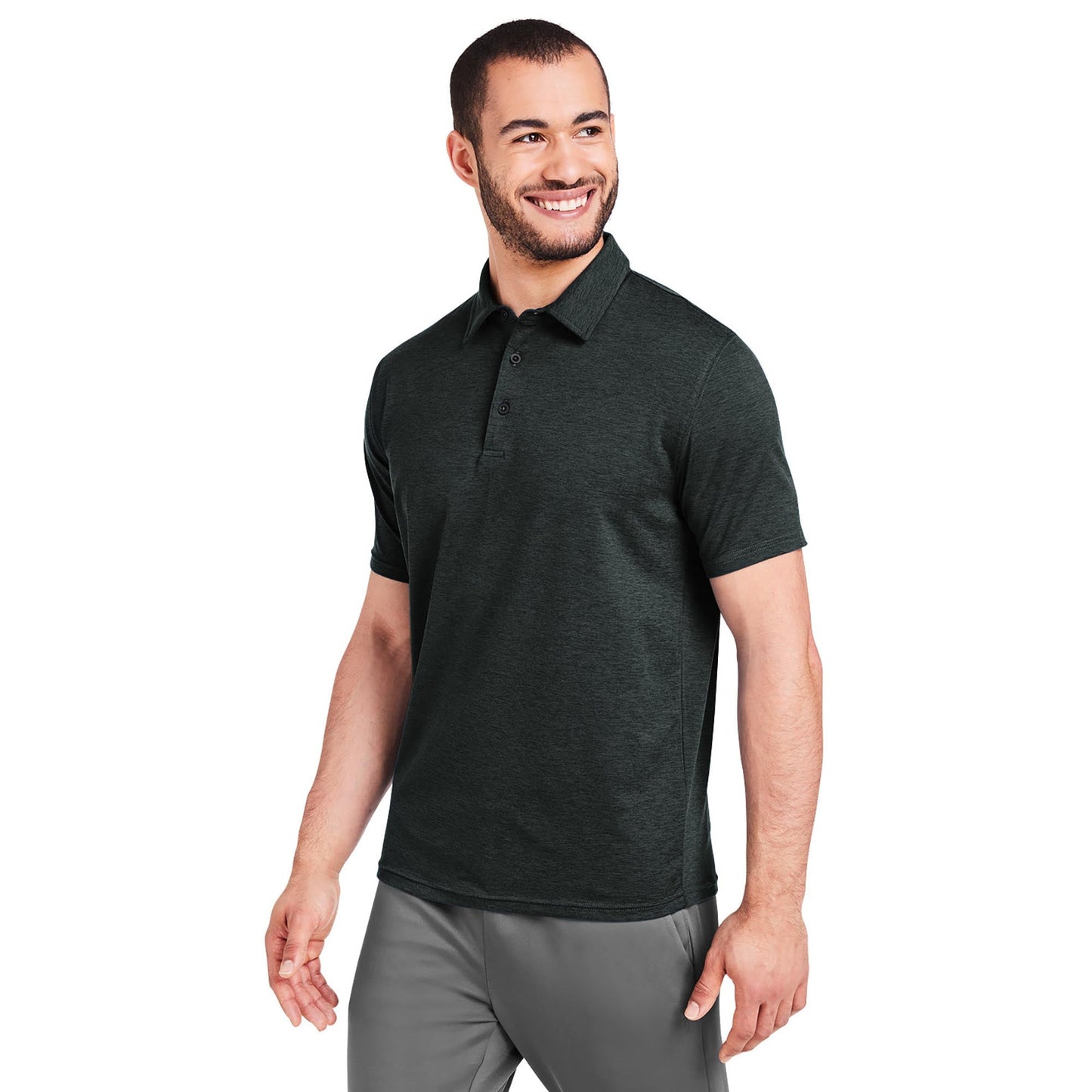 Black Polo Shirts - Glyder - Marbled Jersey Fabric