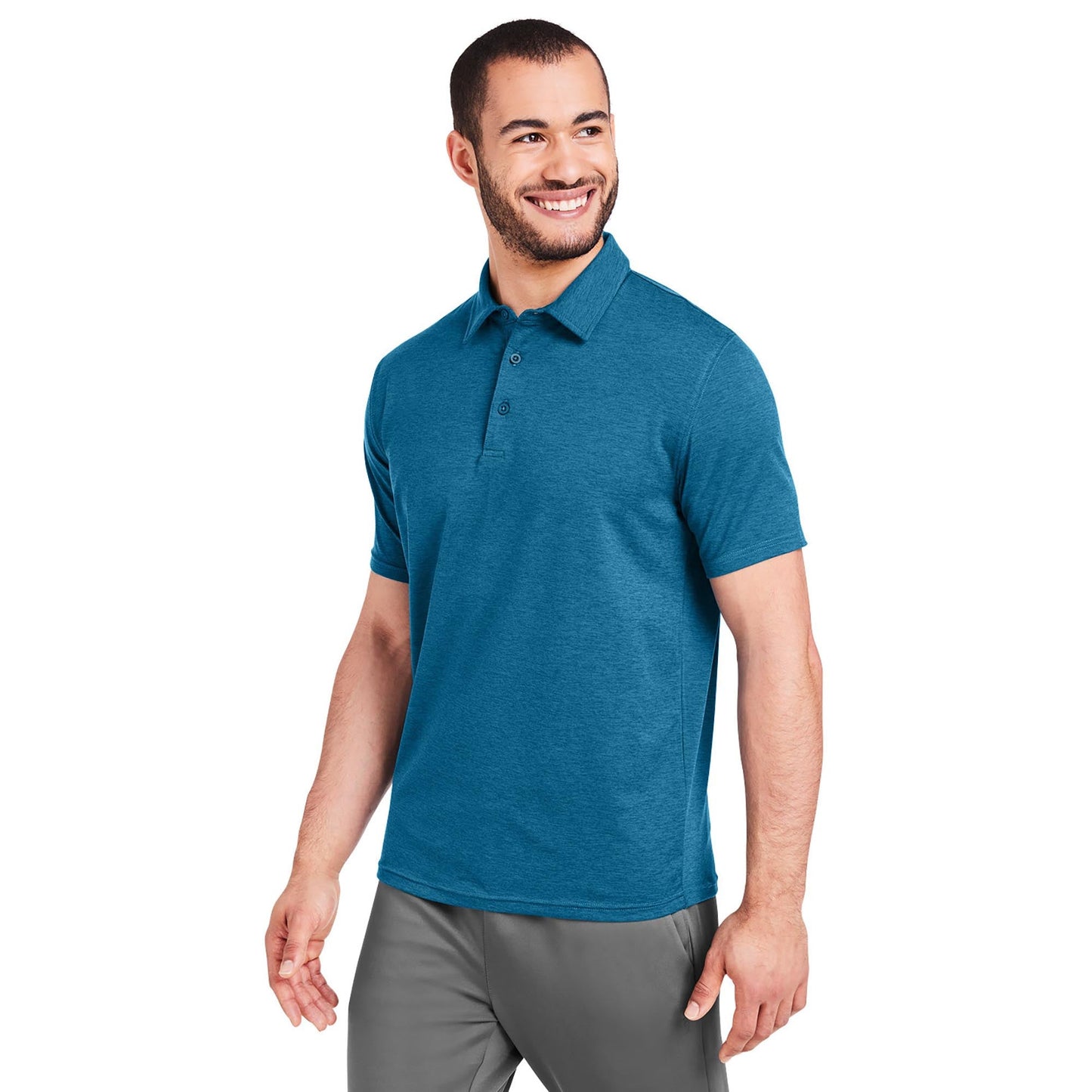 Black Polo Shirts - Glyder - Marbled Jersey Fabric