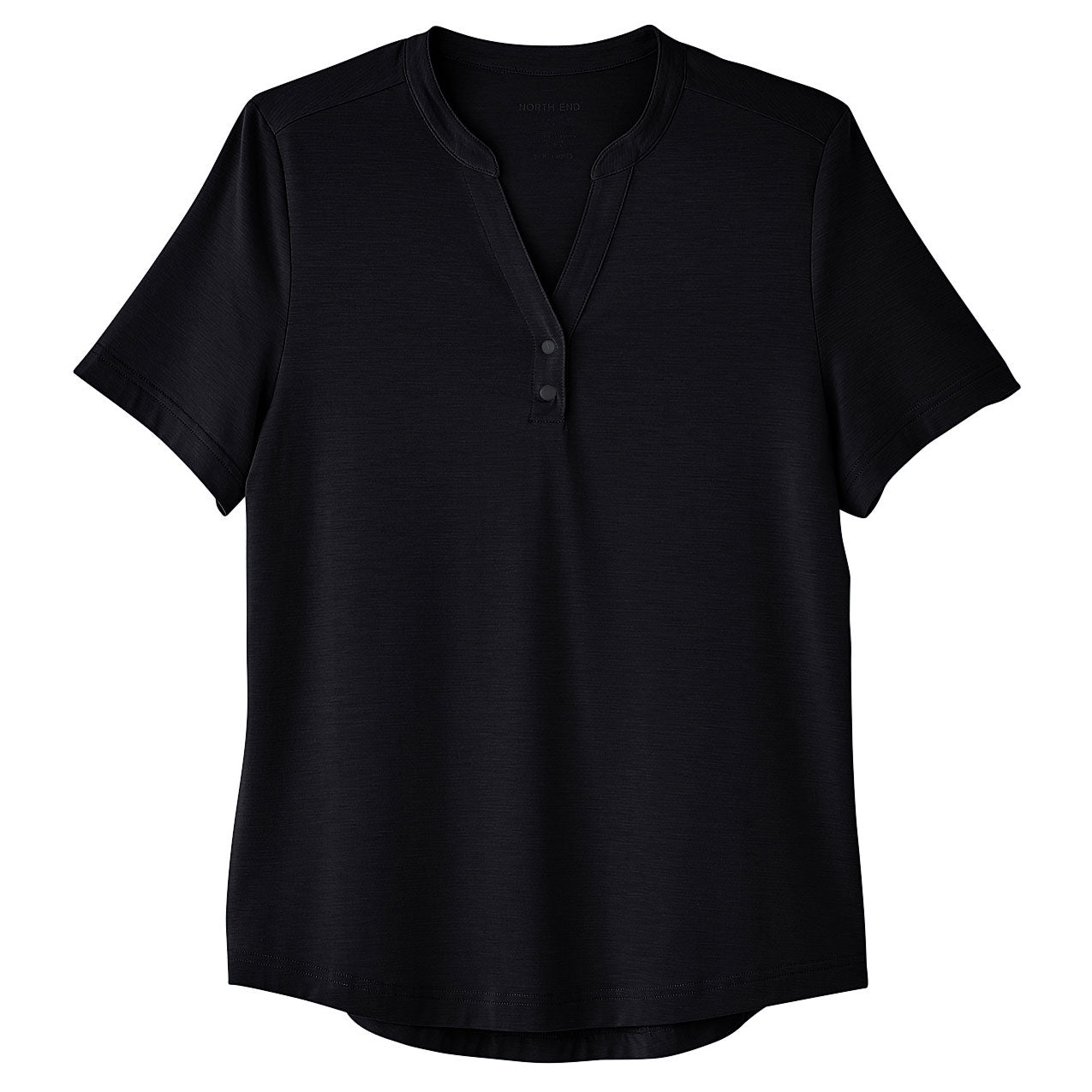 Black Stretch Henley Shirt - North End - Moisture Wicking