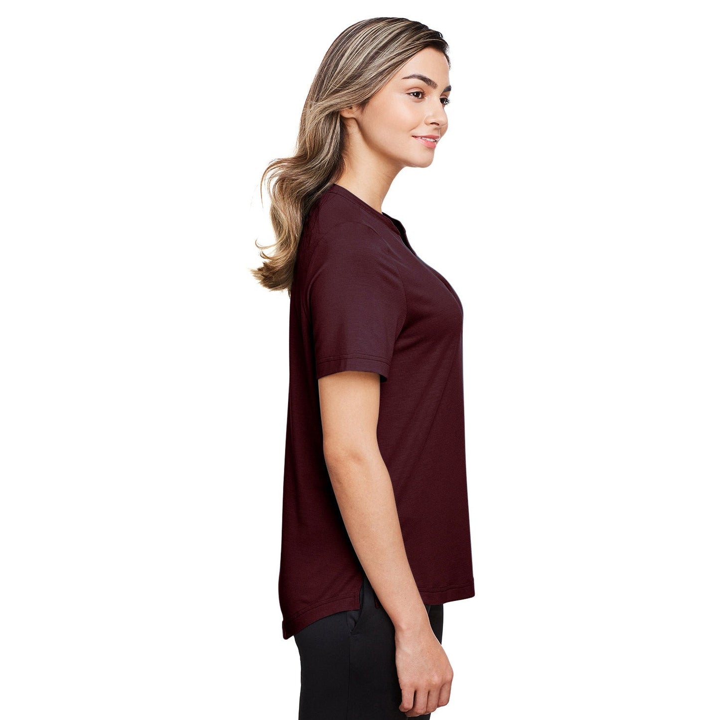 Black Stretch Henley Shirt - North End - Moisture Wicking