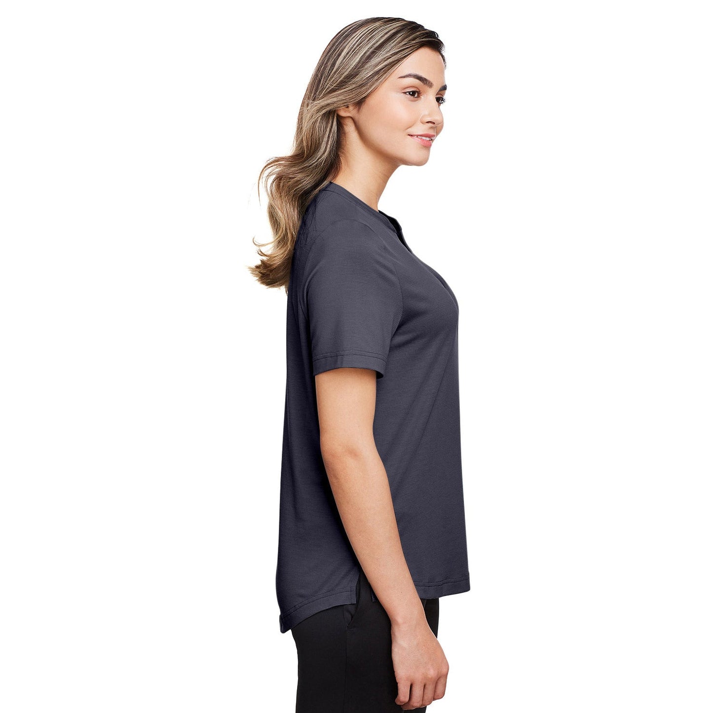 Black Stretch Henley Shirt - North End - Moisture Wicking