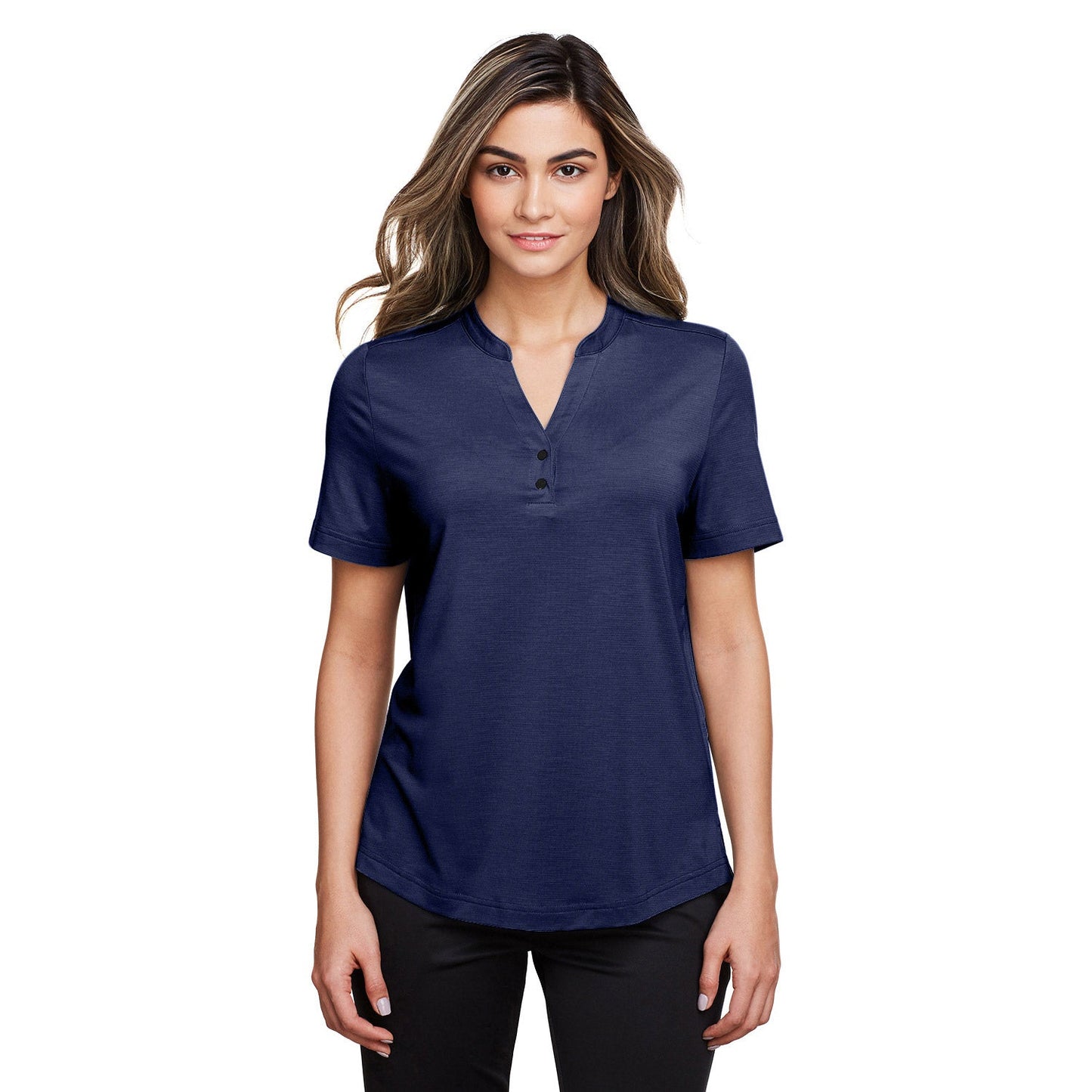 Black Stretch Henley Shirt - North End - Moisture Wicking