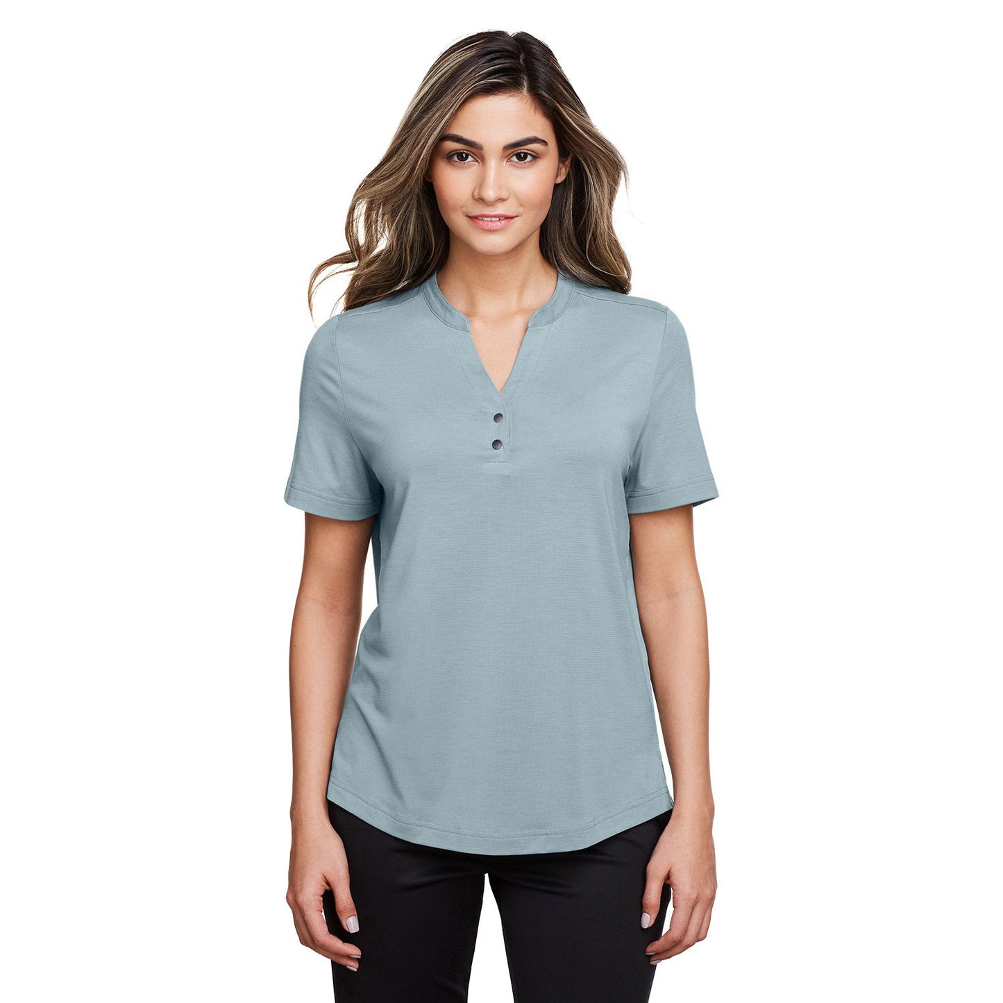Black Stretch Henley Shirt - North End - Moisture Wicking