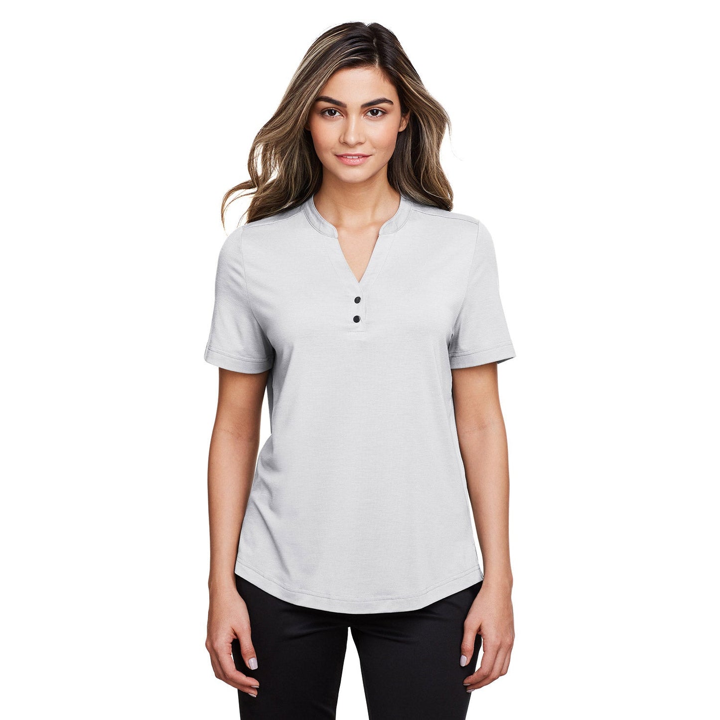 Black Stretch Henley Shirt - North End - Moisture Wicking