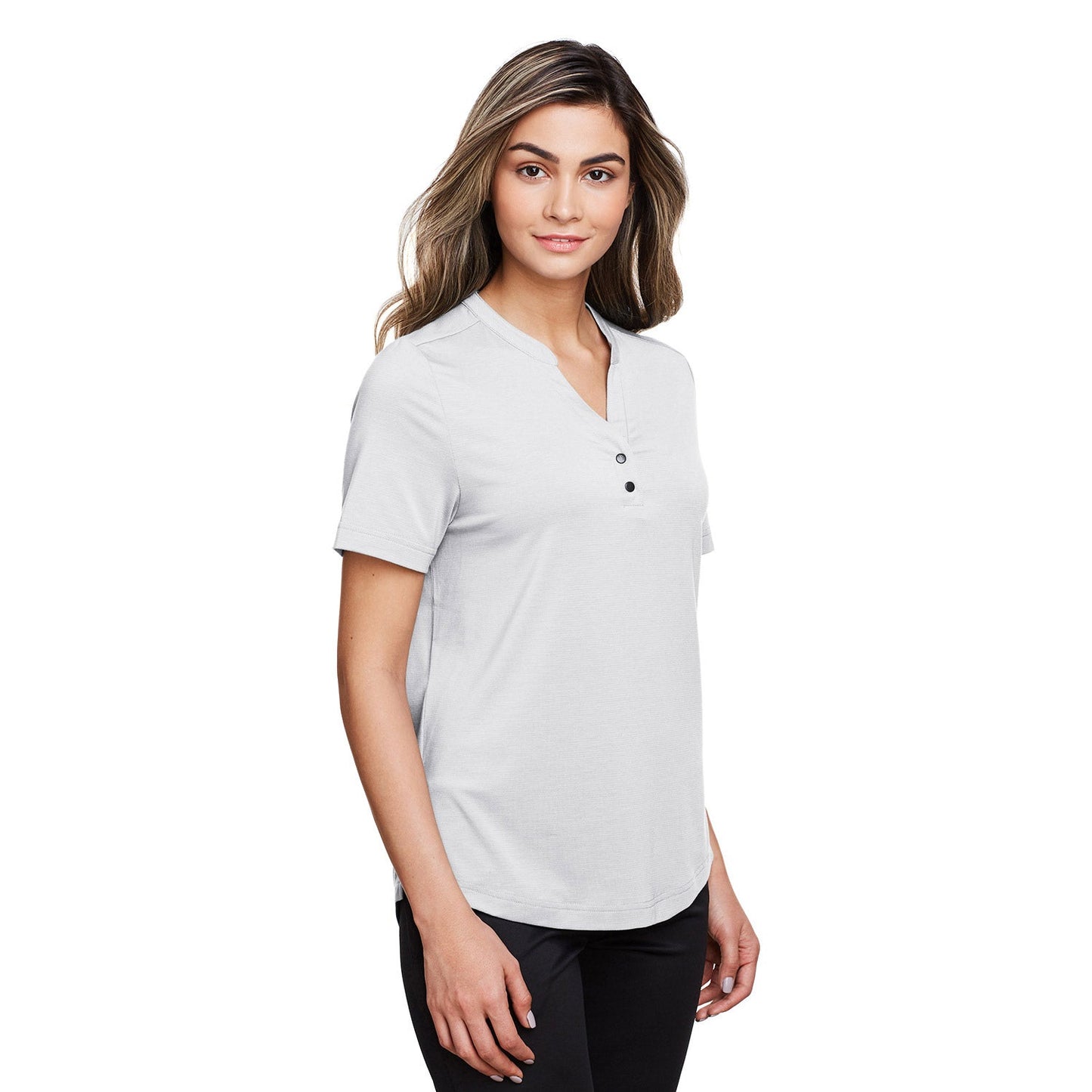 Black Stretch Henley Shirt - North End - Moisture Wicking