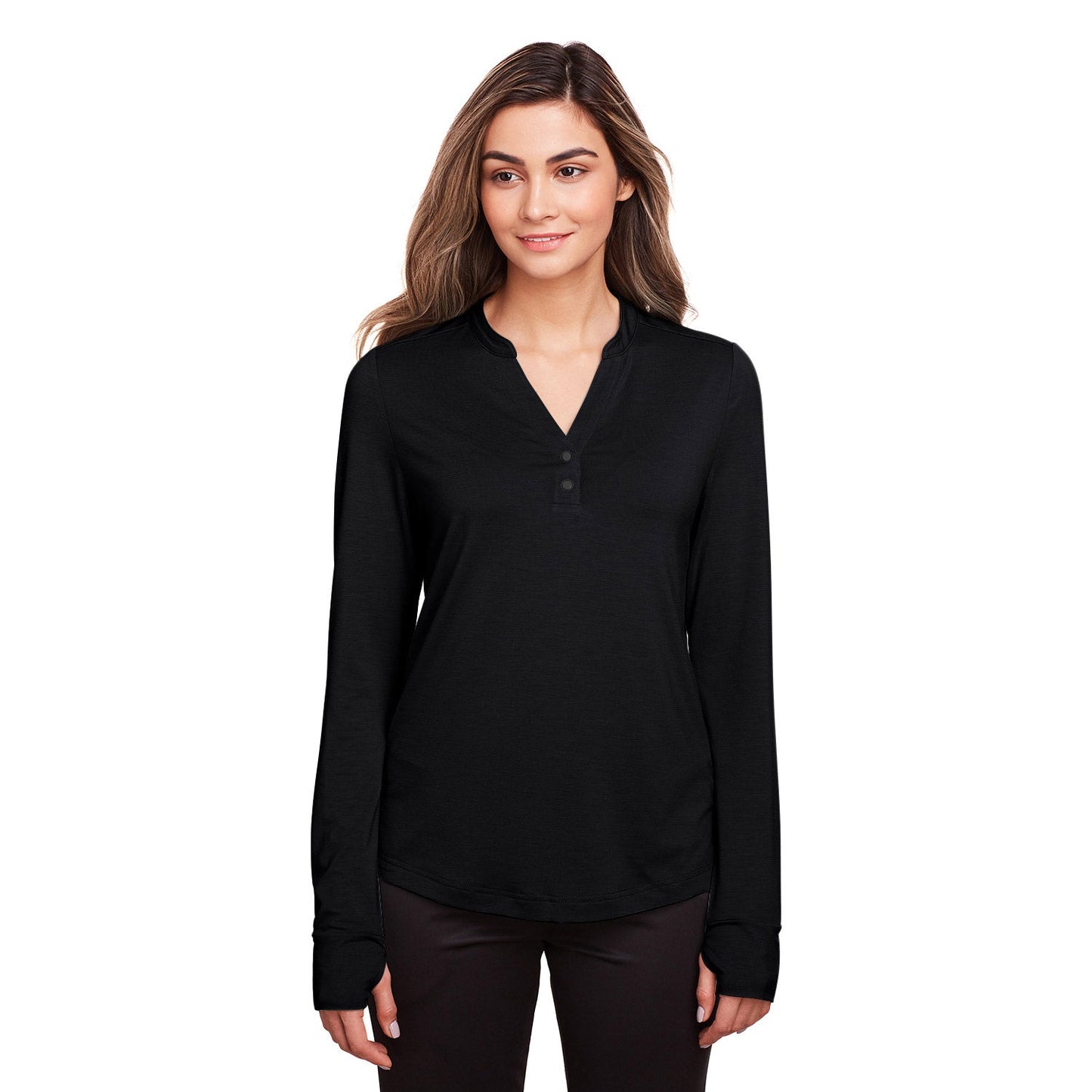 Black Henley Shirt - North End - Stretch Performance
