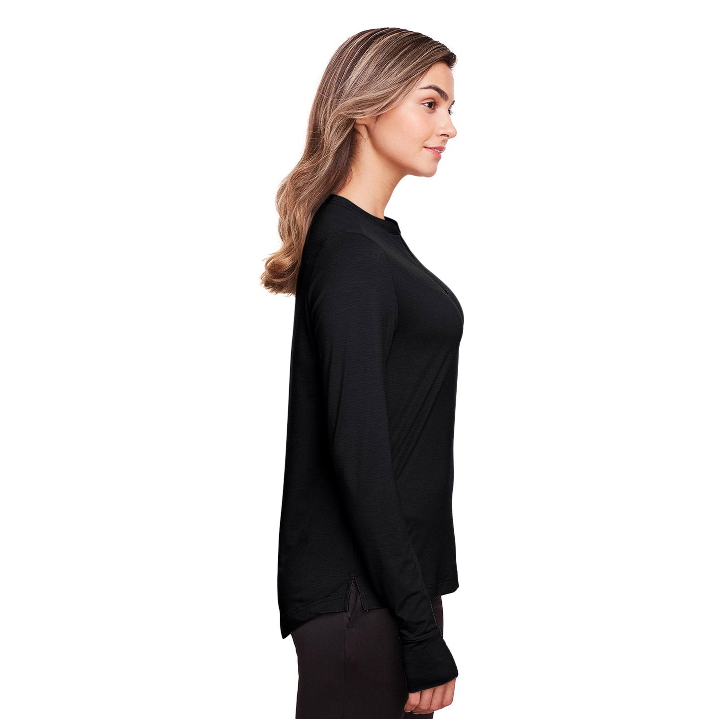 Black Henley Shirt - North End - Stretch Performance