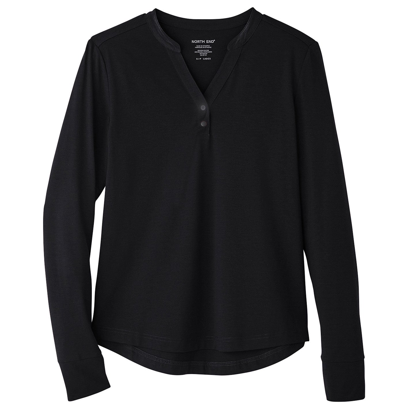 Black Henley Shirt - North End - Stretch Performance