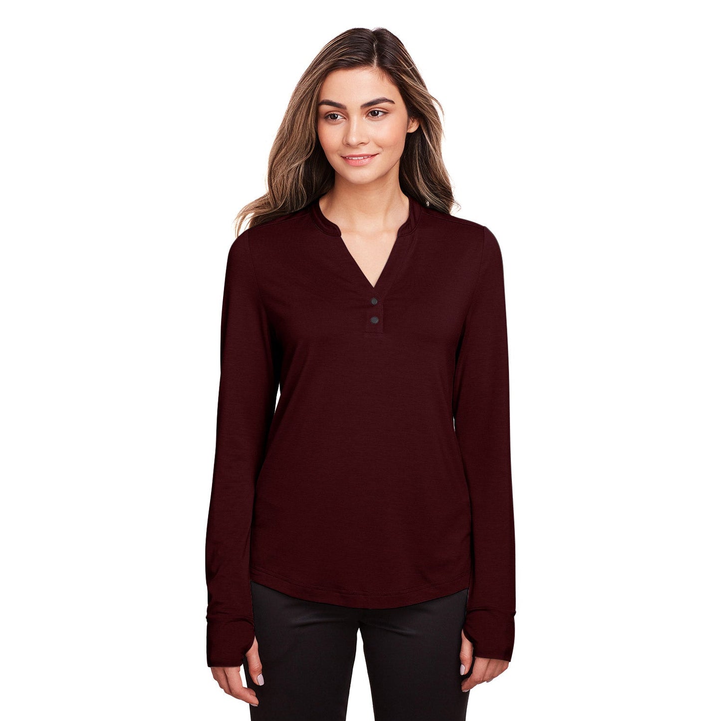 Black Henley Shirt - North End - Stretch Performance