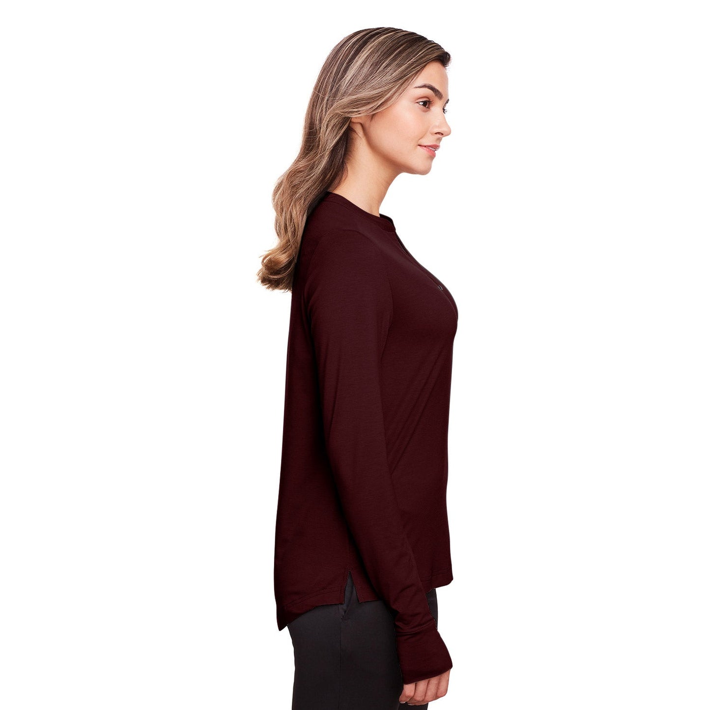 Black Henley Shirt - North End - Stretch Performance