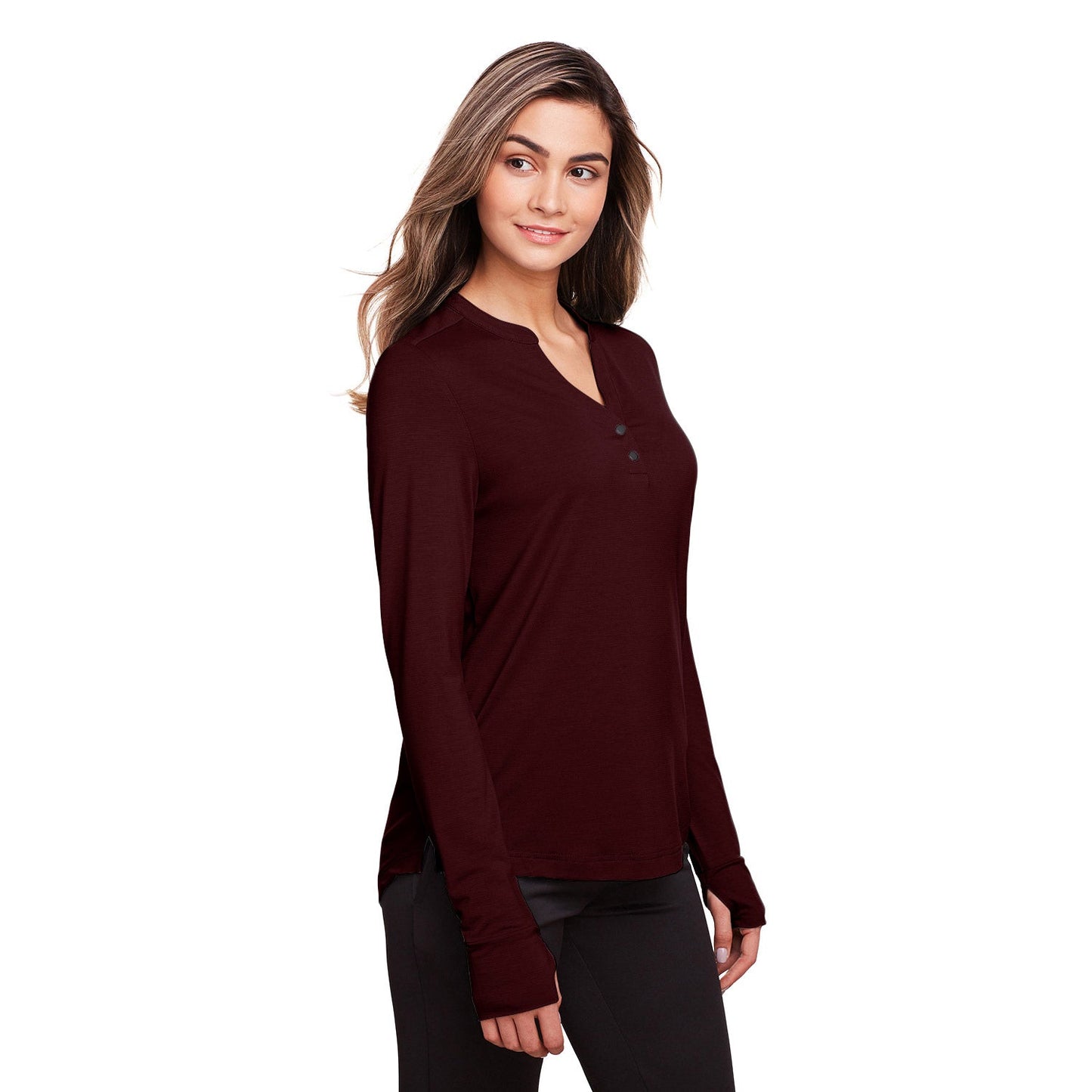 Black Henley Shirt - North End - Stretch Performance