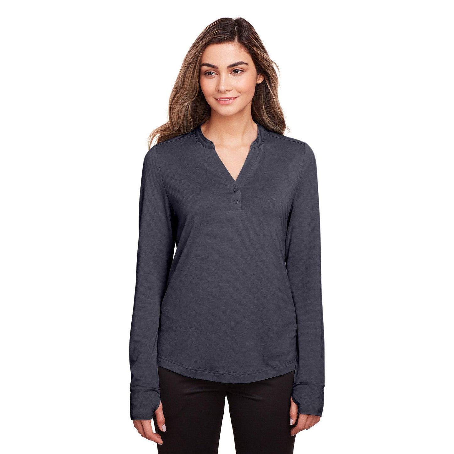Black Henley Shirt - North End - Stretch Performance