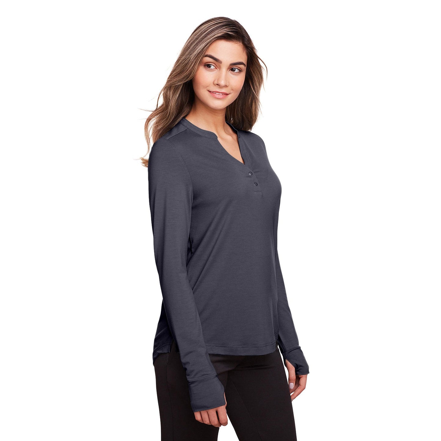 Black Henley Shirt - North End - Stretch Performance