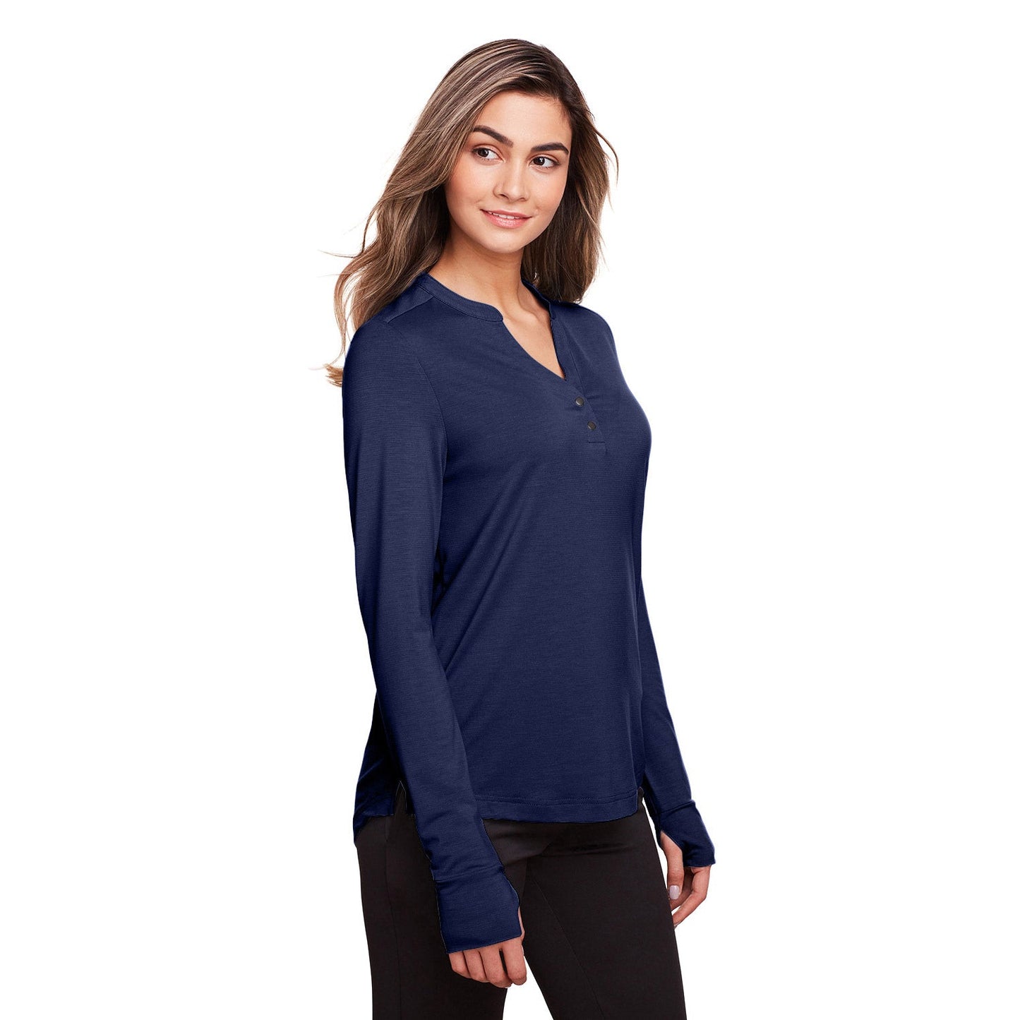 Black Henley Shirt - North End - Stretch Performance