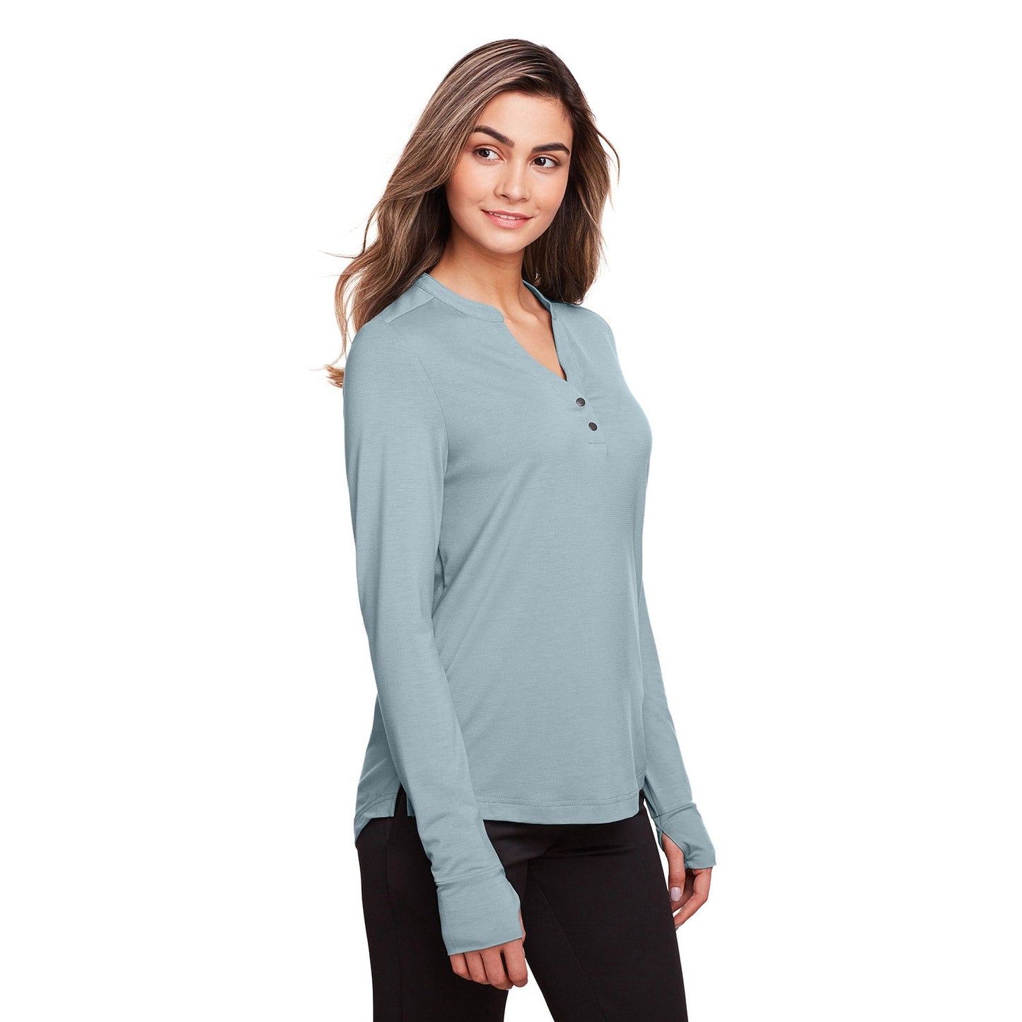 Black Henley Shirt - North End - Stretch Performance