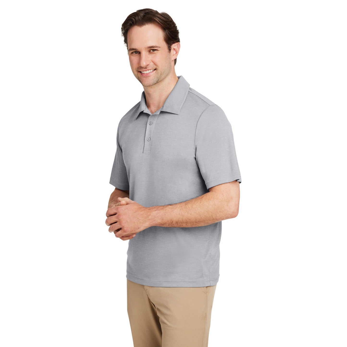 Black Heather Polo - Team 365 - Moisture-Wicking Fabric