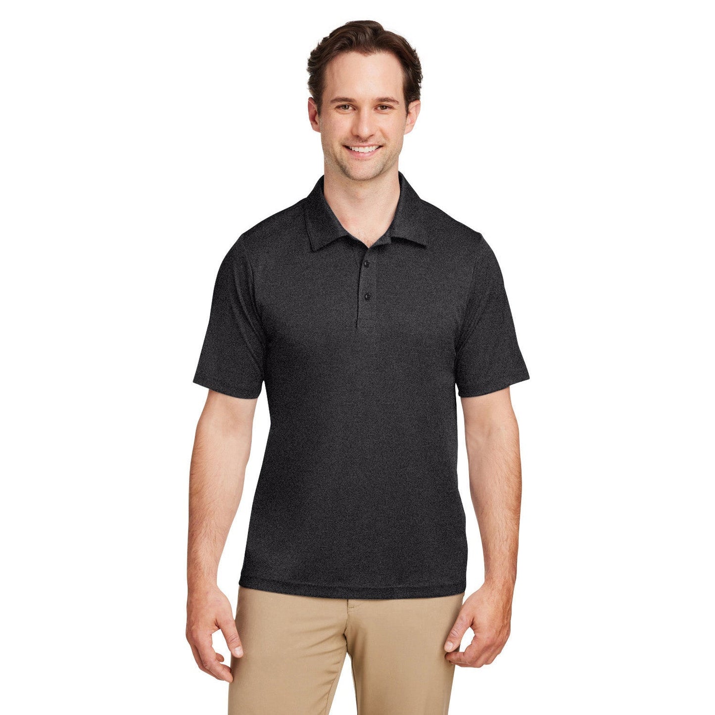 Black Heather Polo - Team 365 - Moisture-Wicking Fabric