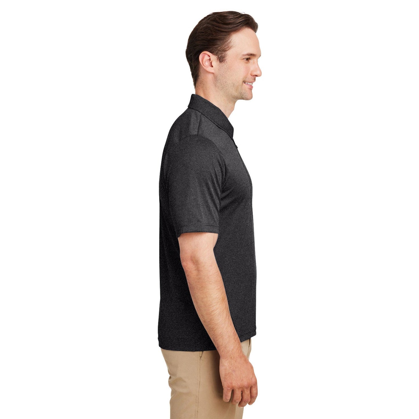 Black Heather Polo - Team 365 - Moisture-Wicking Fabric