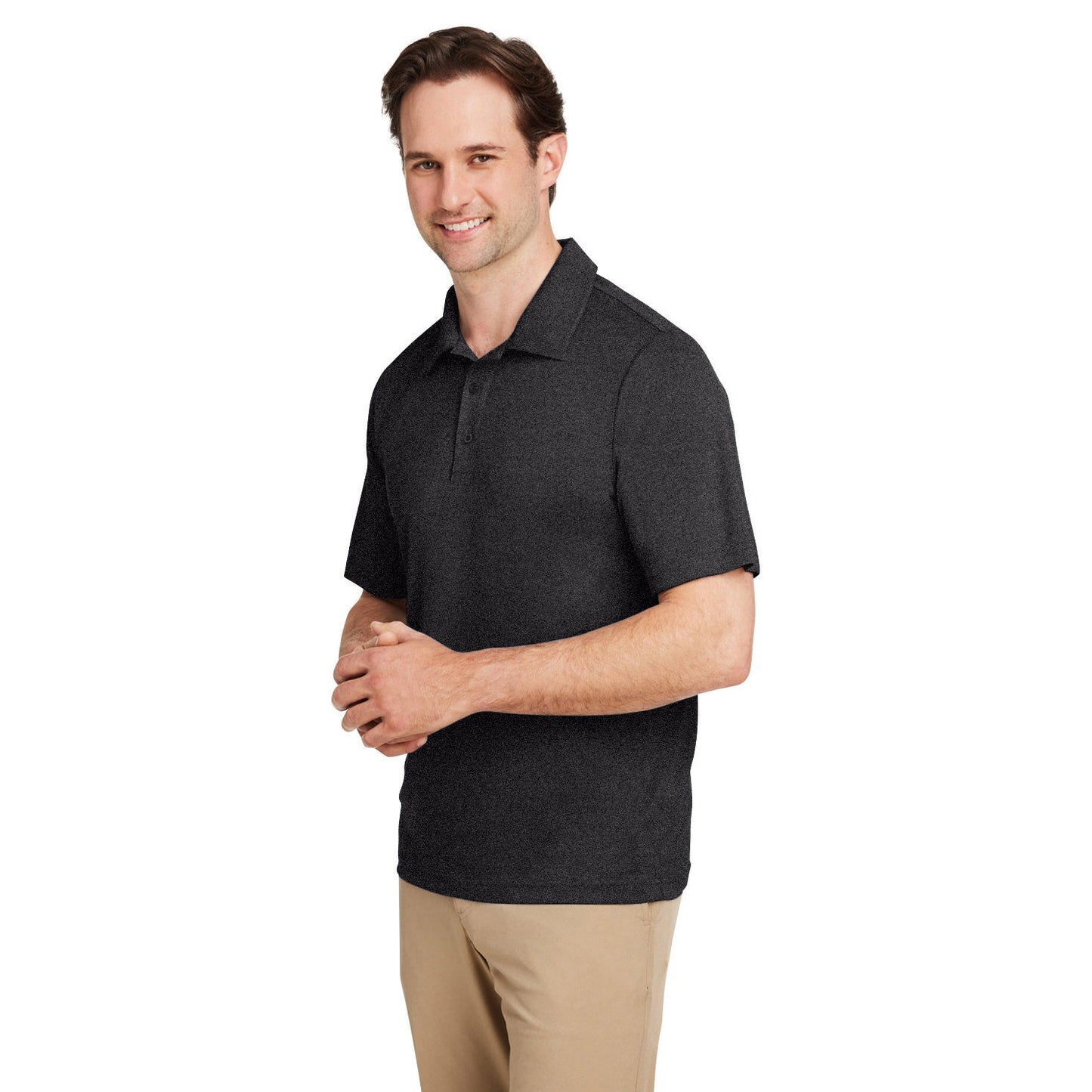 Black Heather Polo - Team 365 - Moisture-Wicking Fabric