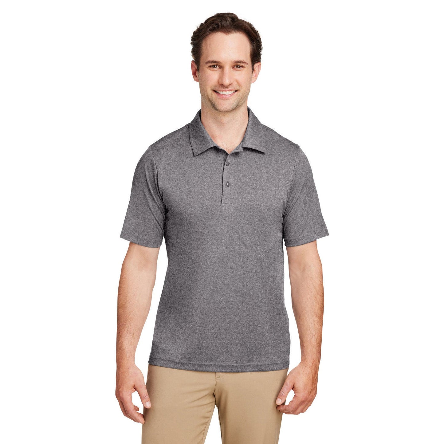 Black Heather Polo - Team 365 - Moisture-Wicking Fabric
