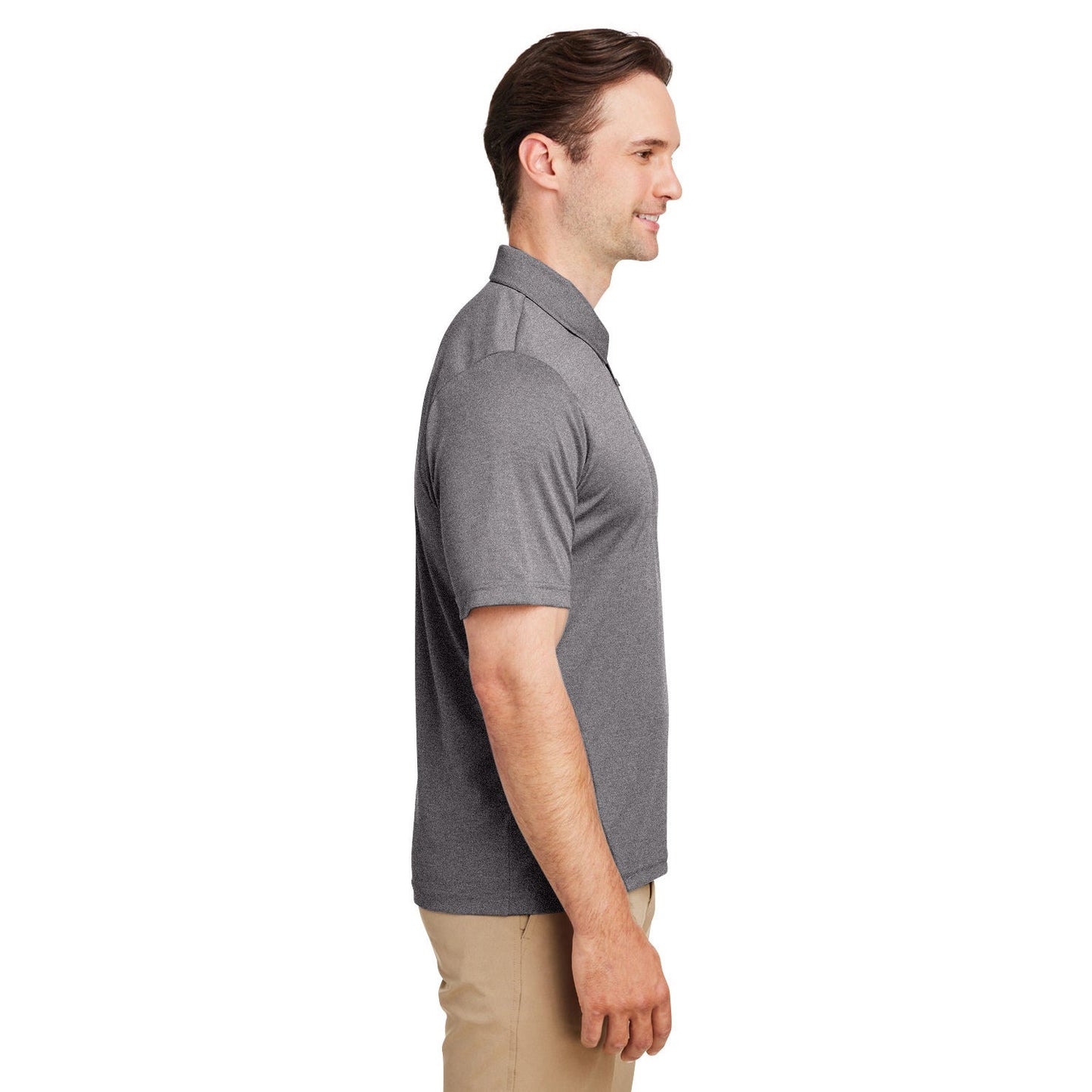 Black Heather Polo - Team 365 - Moisture-Wicking Fabric