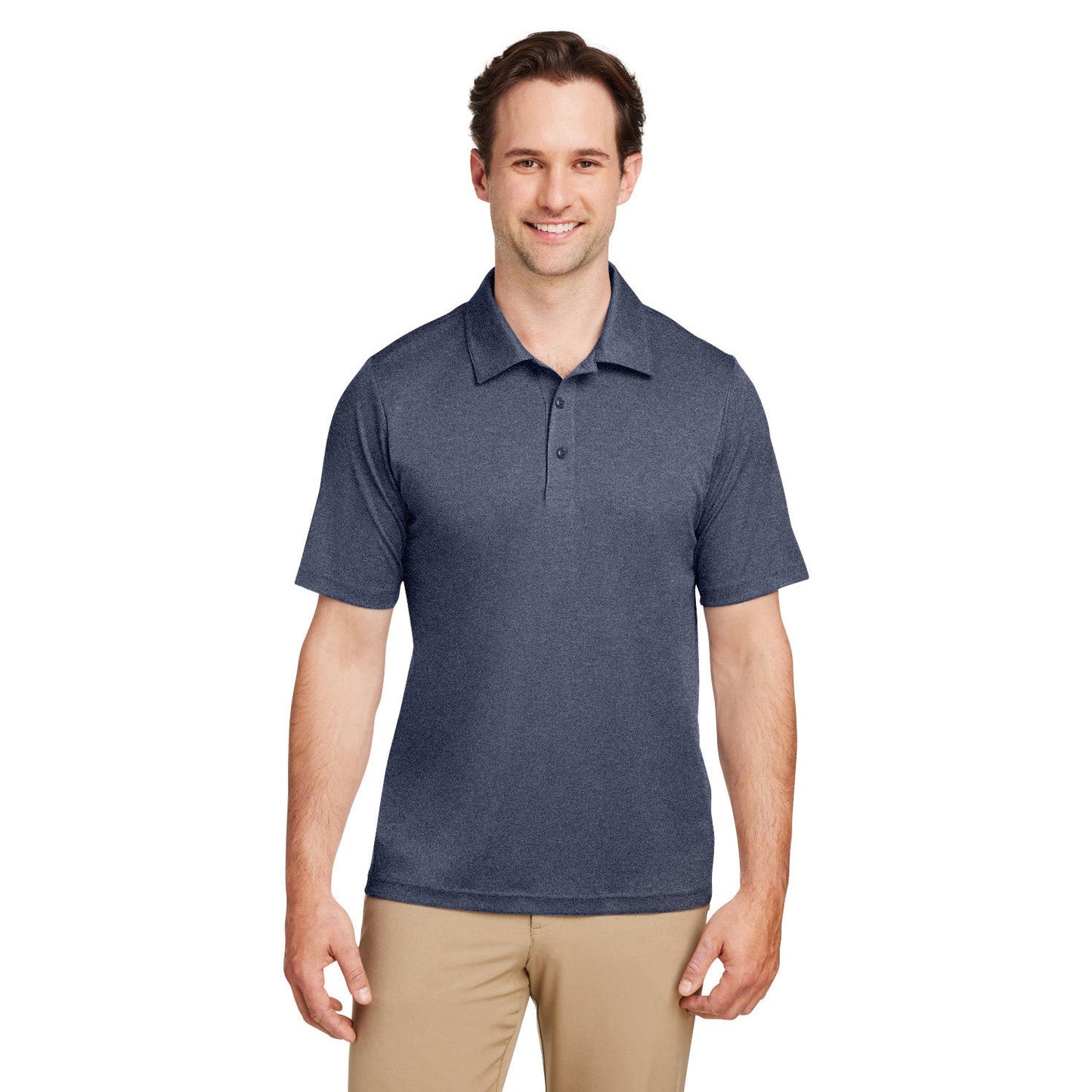 Black Heather Polo - Team 365 - Moisture-Wicking Fabric