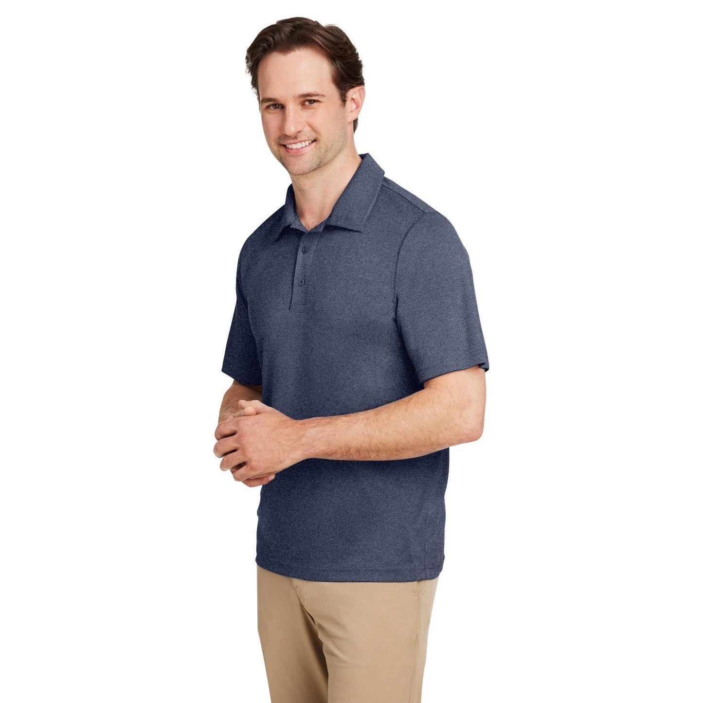 Black Heather Polo - Team 365 - Moisture-Wicking Fabric