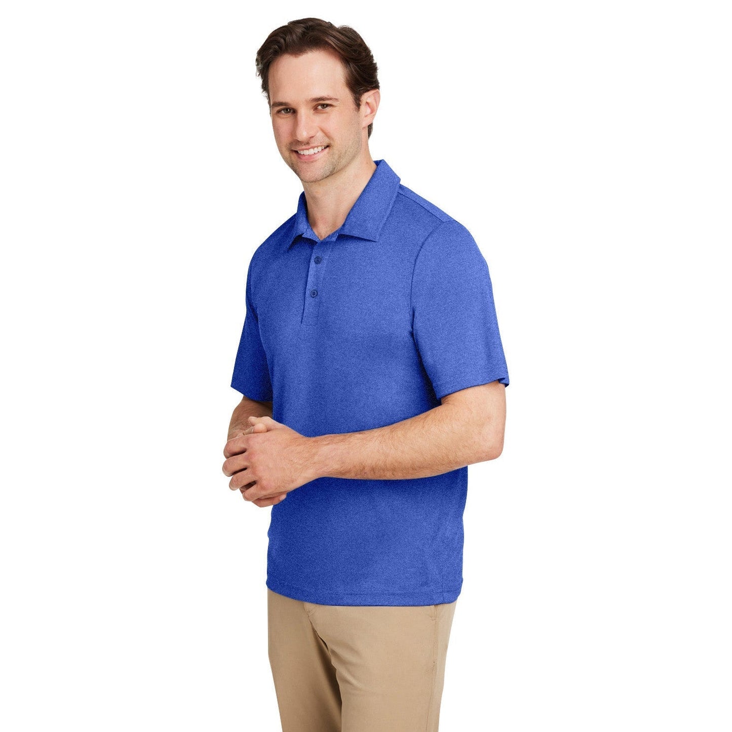 Black Heather Polo - Team 365 - Moisture-Wicking Fabric
