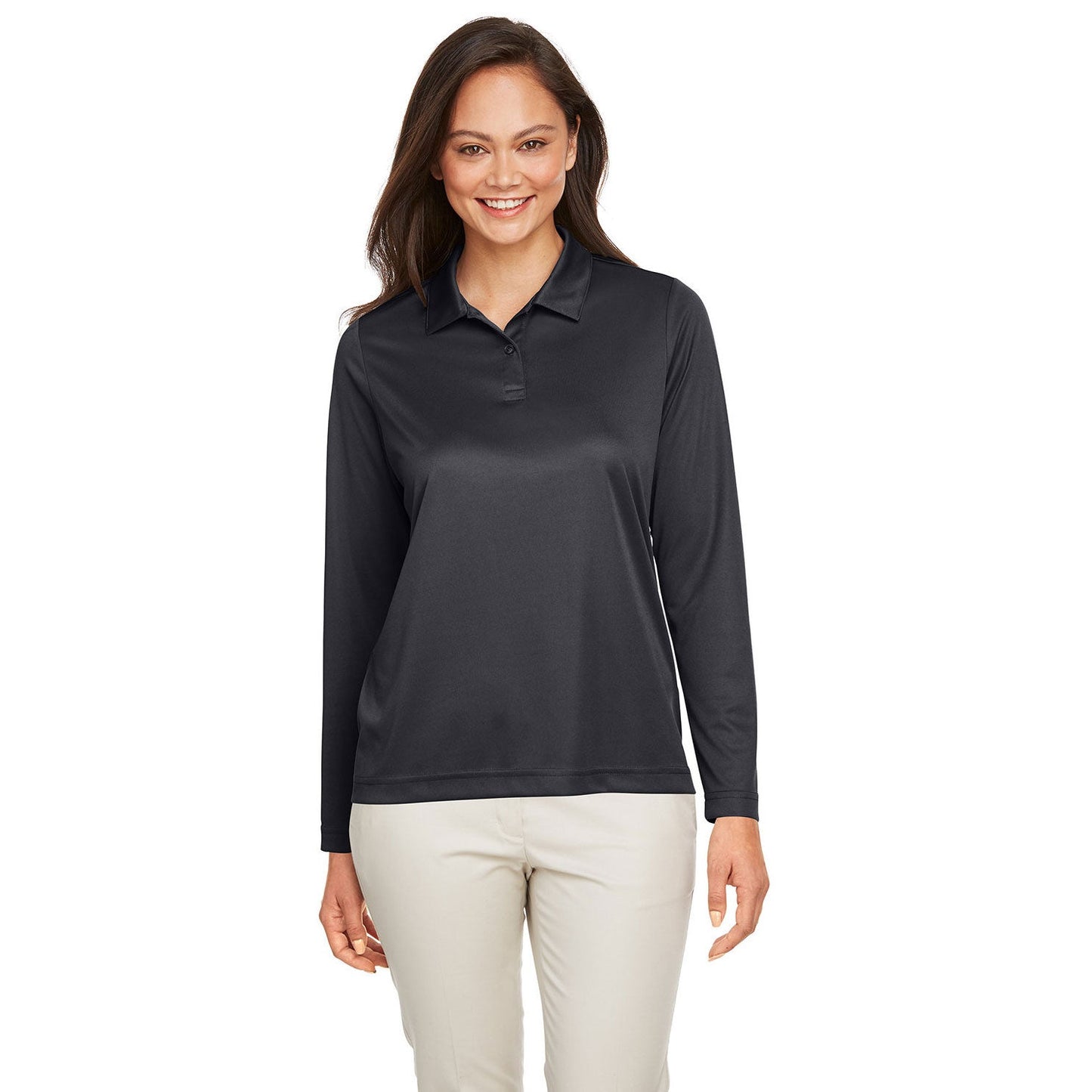 Black Polo Shirts - Team 365 - Ladies Performance Poly