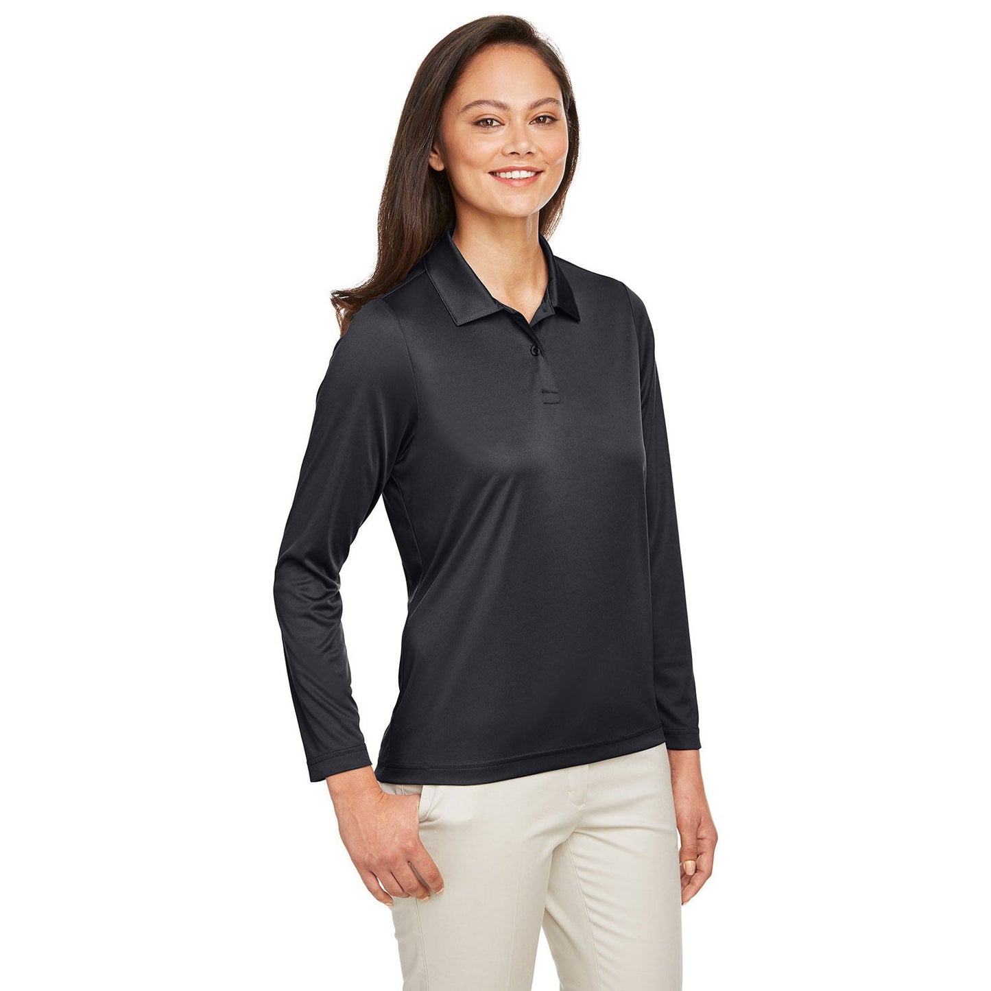 Black Polo Shirts - Team 365 - Ladies Performance Poly