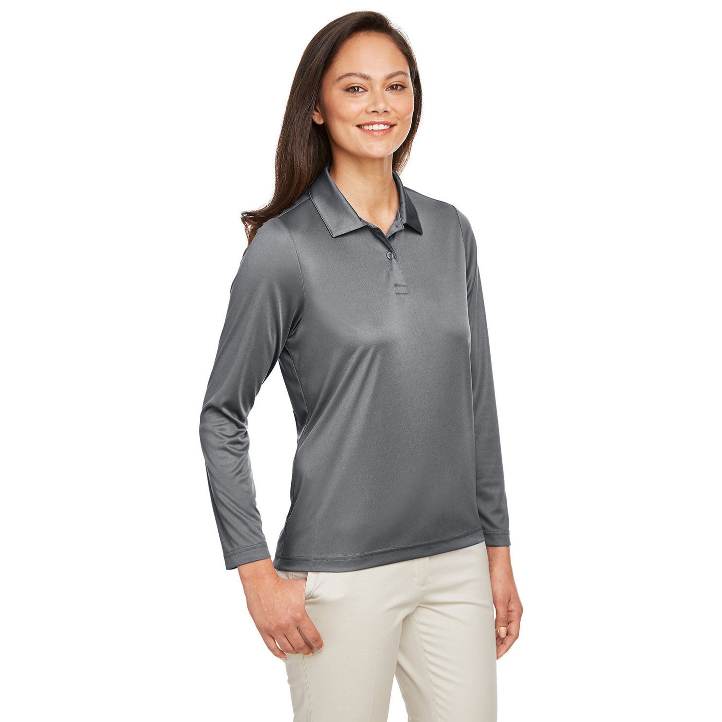 Black Polo Shirts - Team 365 - Ladies Performance Poly