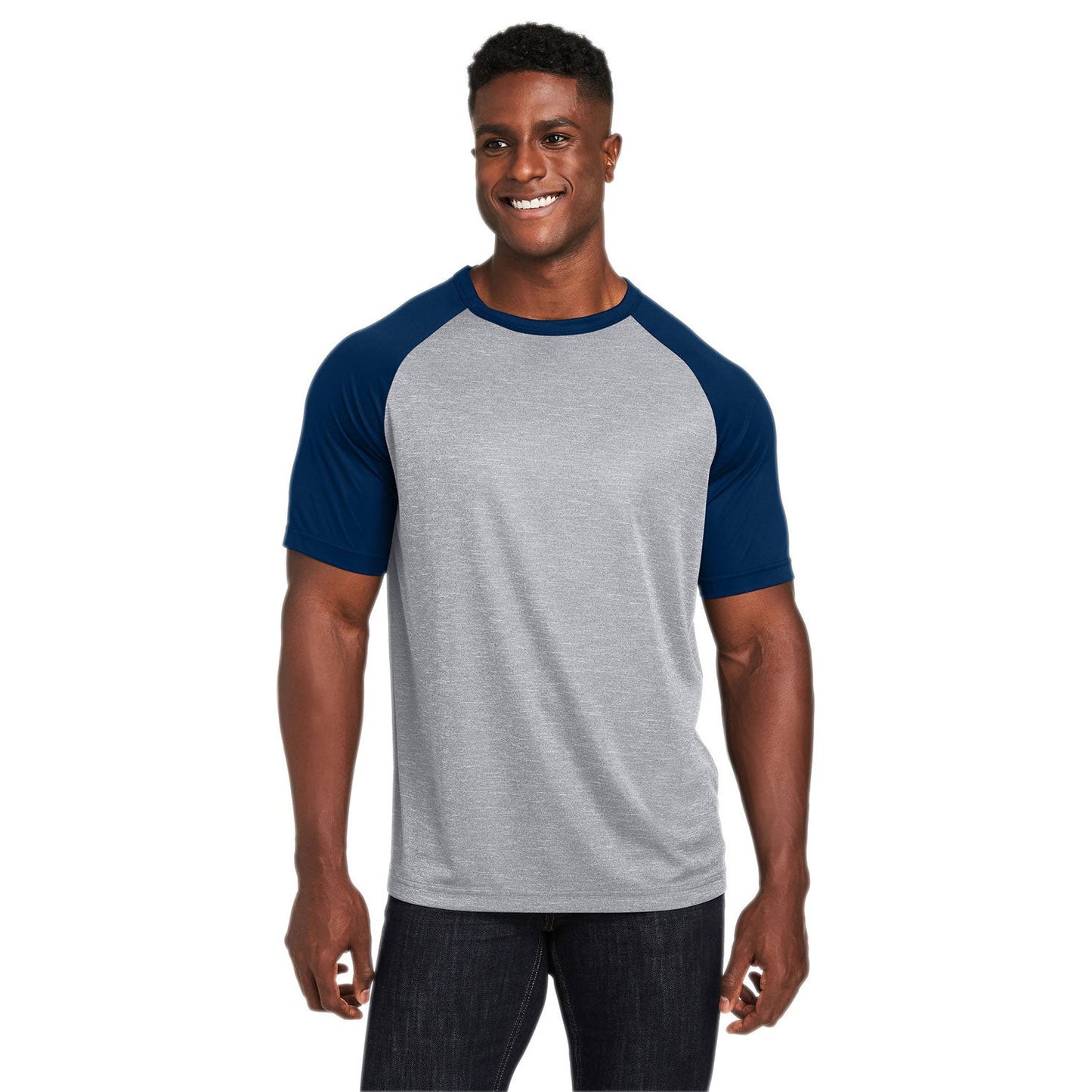 Athletic Heather T-Shirt - Team 365 - Colorblock Design