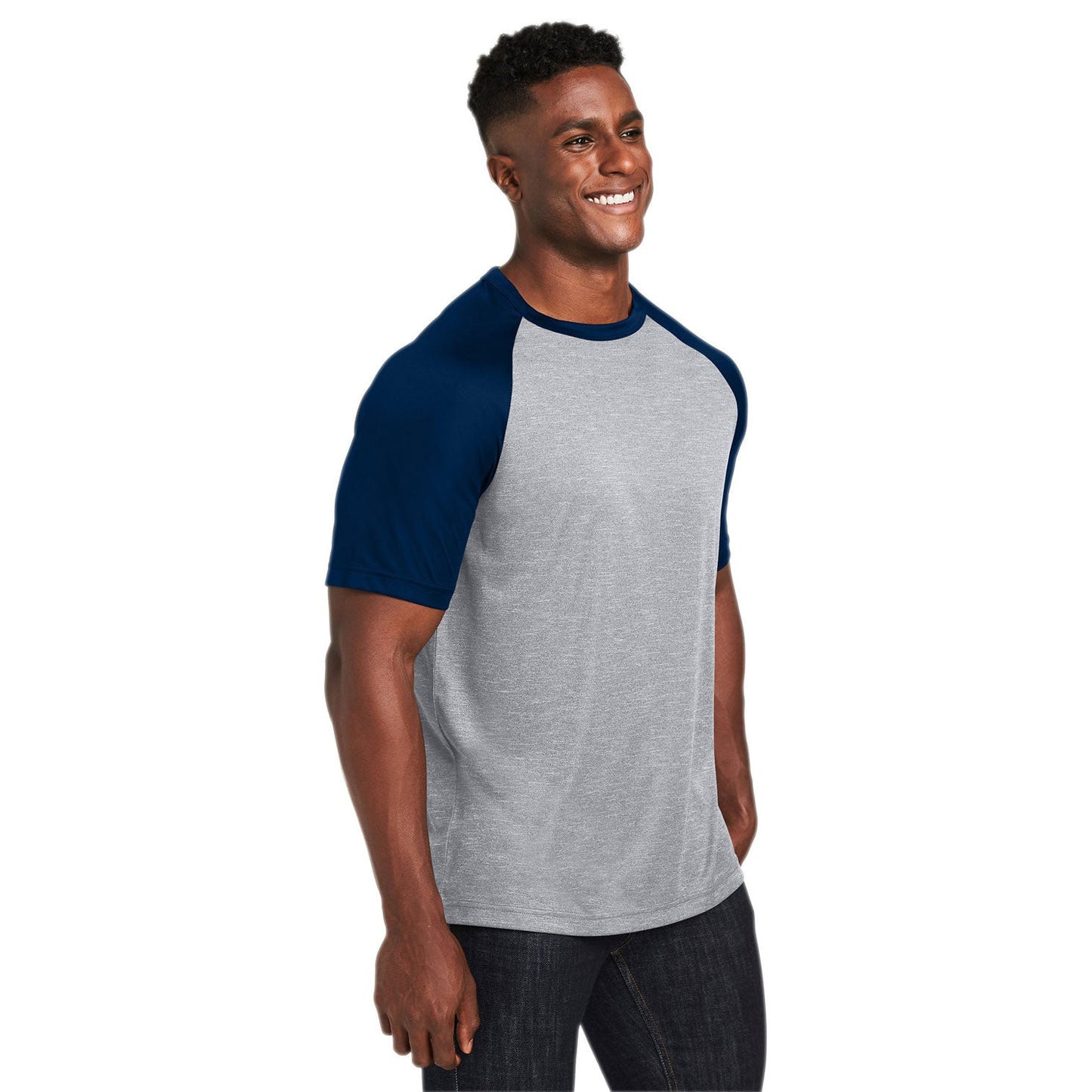 Athletic Heather T-Shirt - Team 365 - Colorblock Design