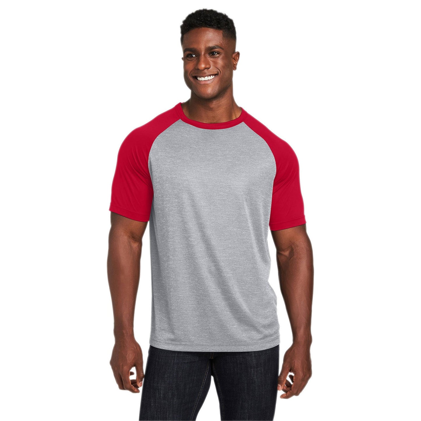 Athletic Heather T-Shirt - Team 365 - Colorblock Design