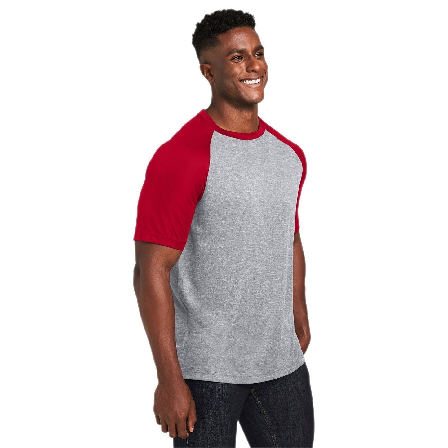 Athletic Heather T-Shirt - Team 365 - Colorblock Design