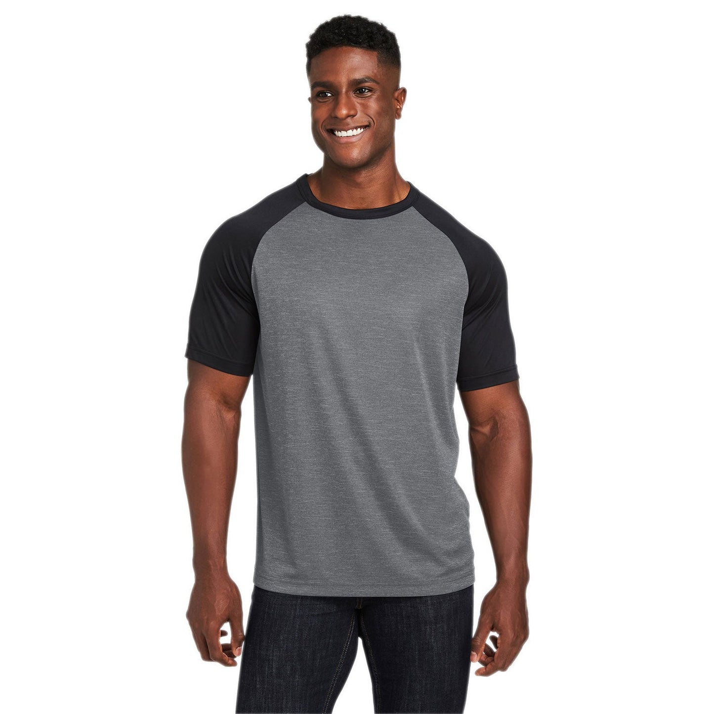 Athletic Heather T-Shirt - Team 365 - Colorblock Design