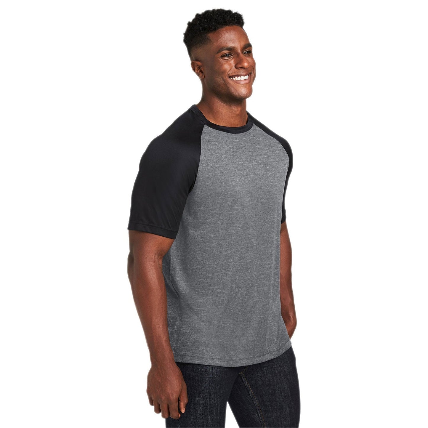 Athletic Heather T-Shirt - Team 365 - Colorblock Design