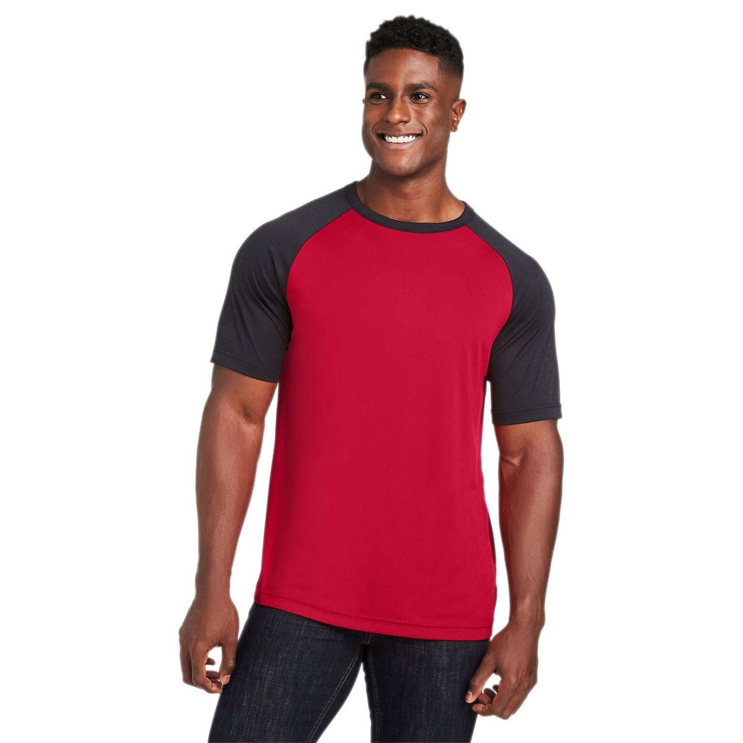 Athletic Heather T-Shirt - Team 365 - Colorblock Design