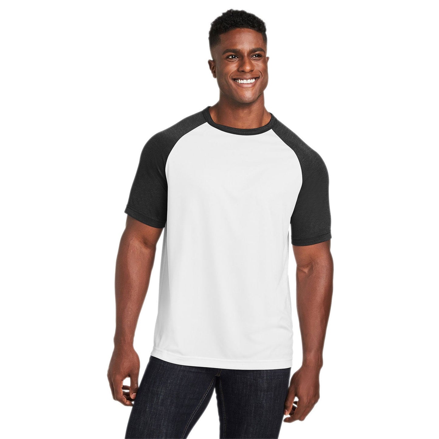 Athletic Heather T-Shirt - Team 365 - Colorblock Design