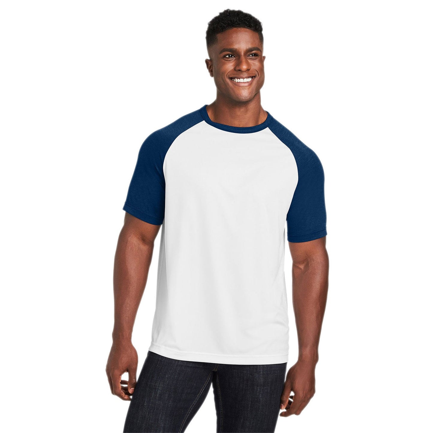 Athletic Heather T-Shirt - Team 365 - Colorblock Design