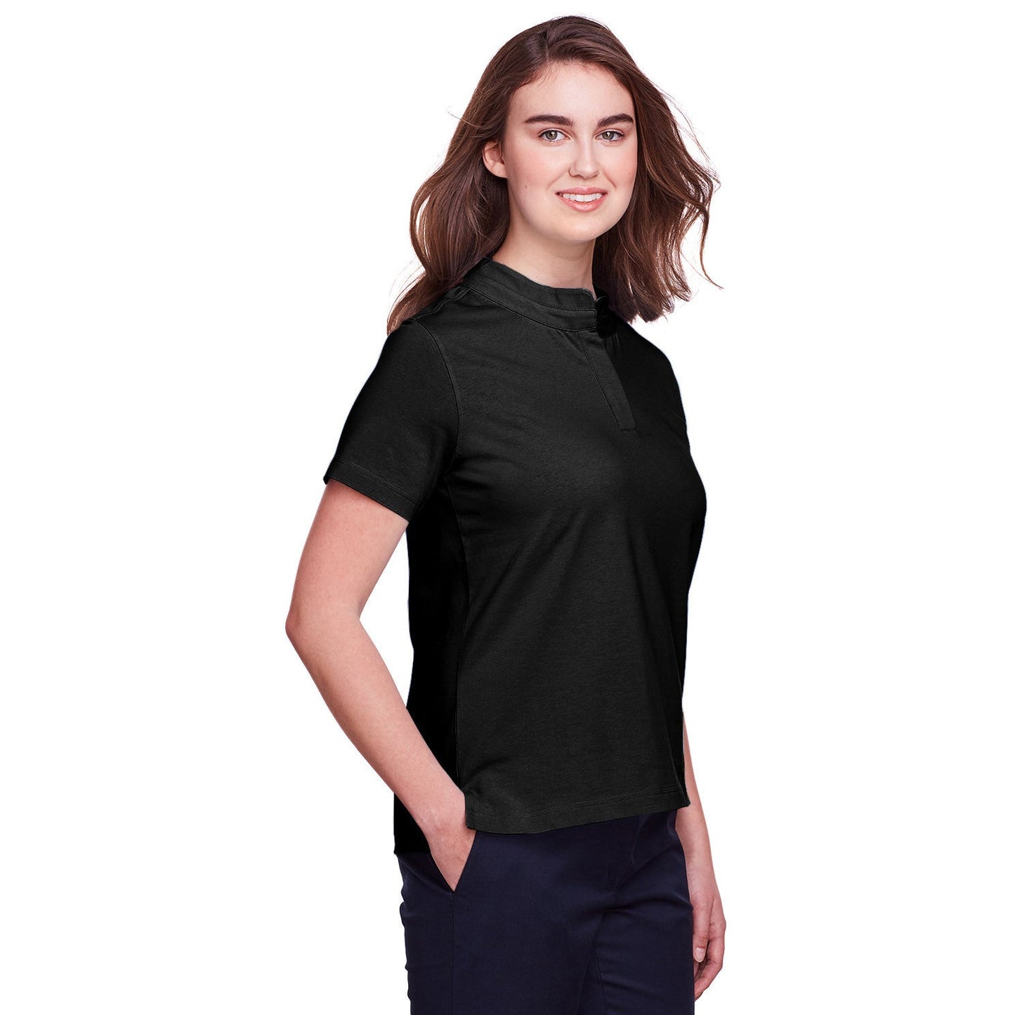 Black Polo Shirts - UltraClub - Stretch Cotton Performance