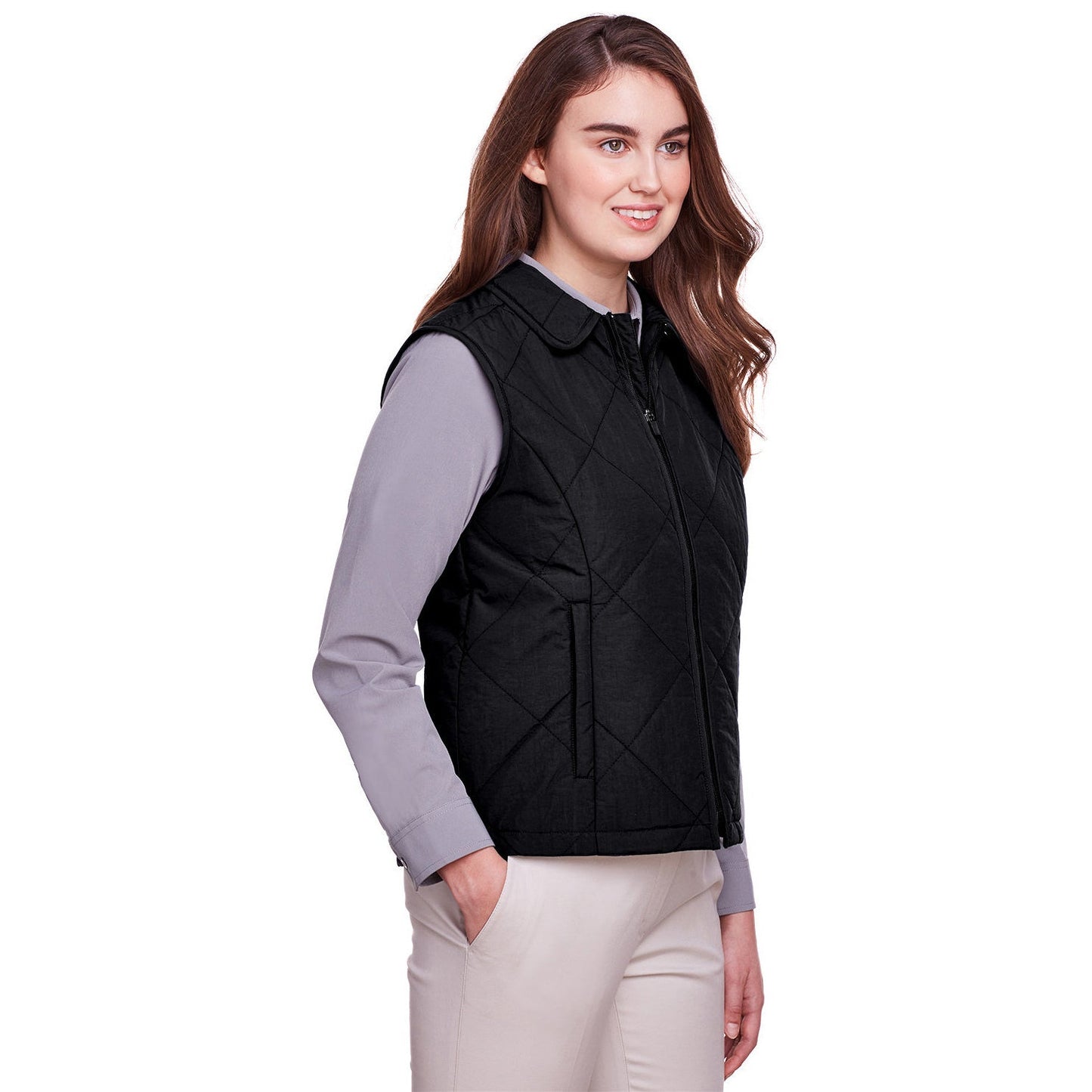 Black Quilted Vest - UltraClub - Water Resistant Design
