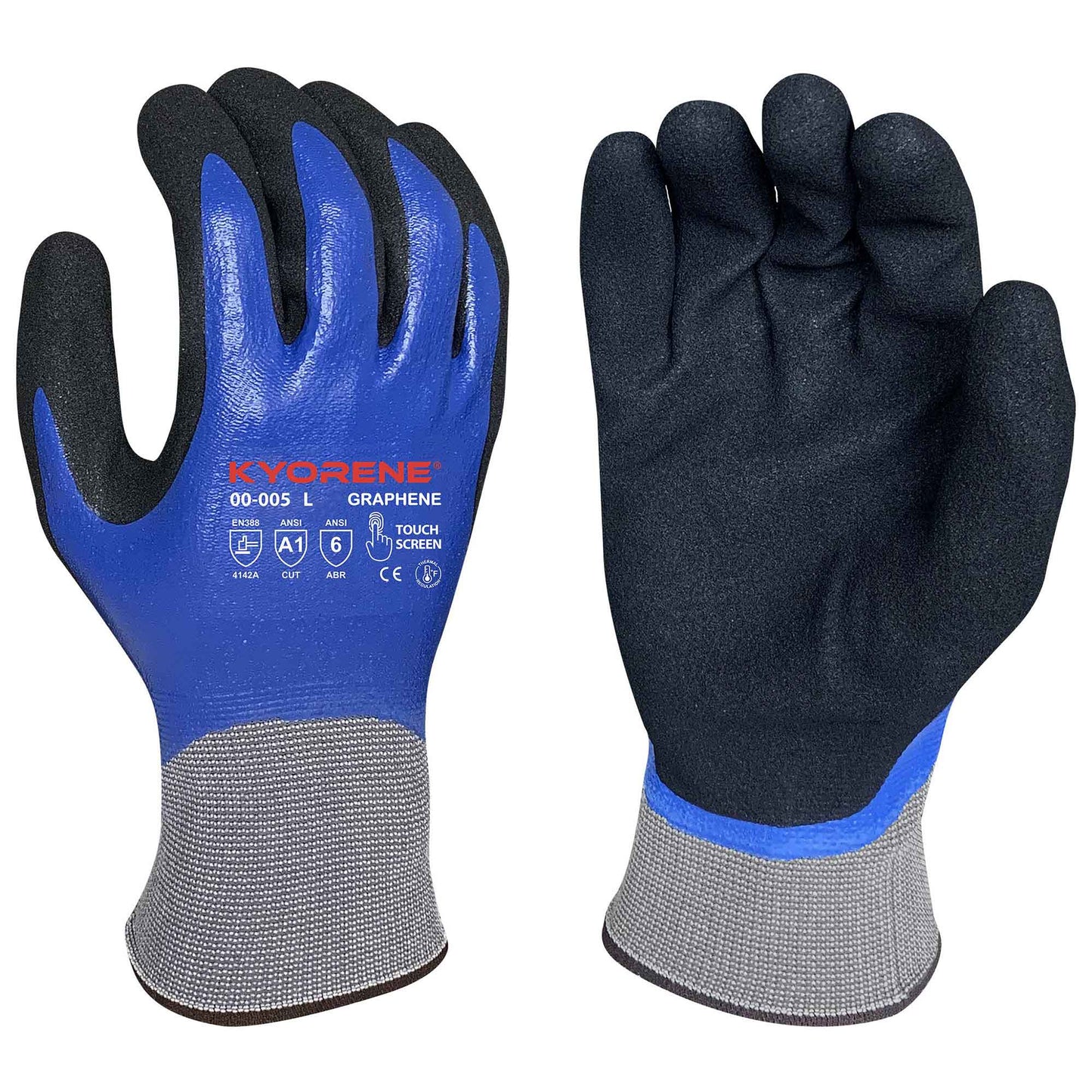 Gray/Blue String Knit Gloves - Armor Guys - Nitrile Coated