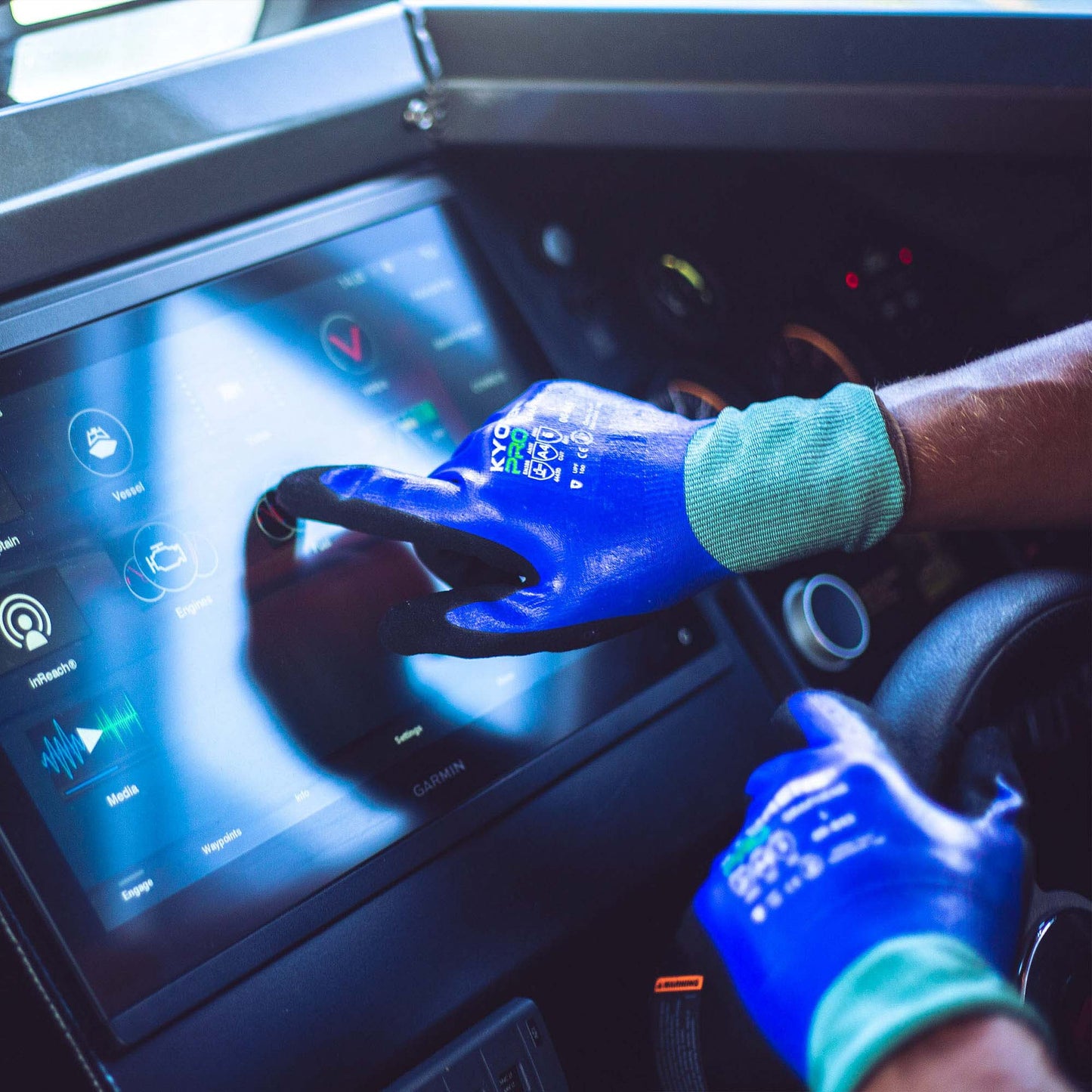 Blue/Gray String Knit Gloves - Armor Guys - Touchscreen Safe